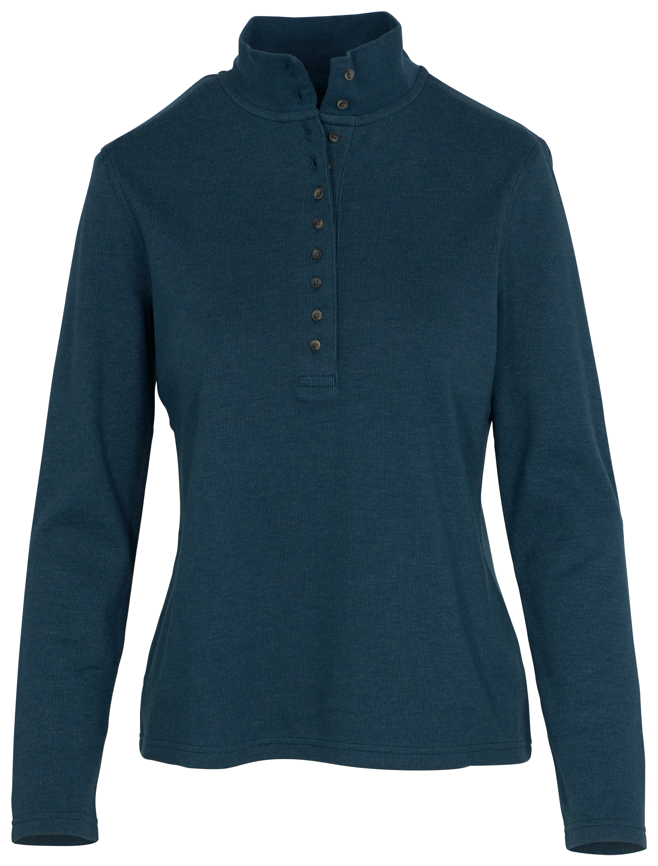 NATURAL REFLECTIONS 10-Button Long-Sleeve Mock Turtleneck
