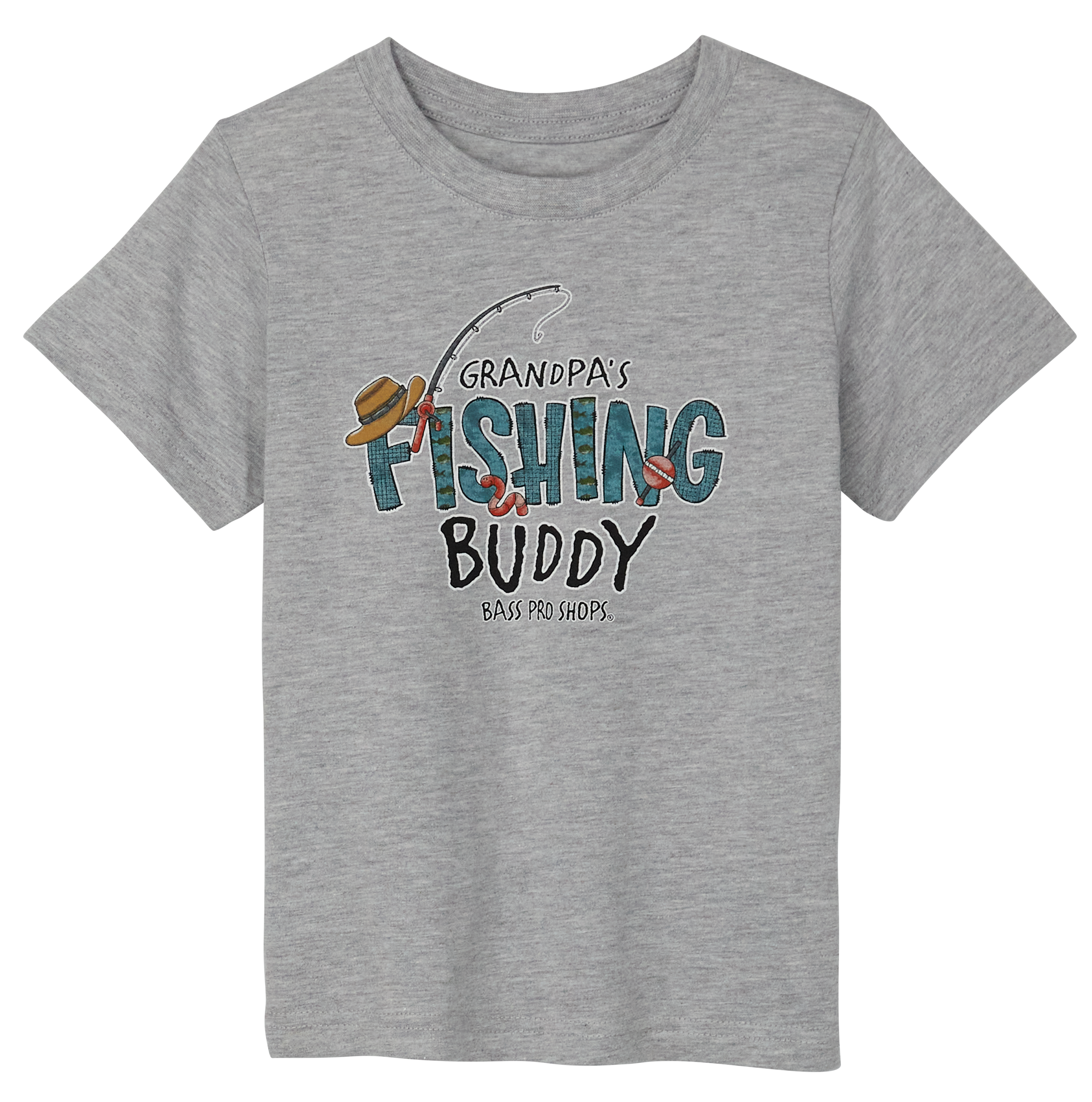 Image of Bass Pro Shops Grandpa's Fishing Buddy Short-Sleeve T-Shirt for Toddlers - Heather Grey - 3T