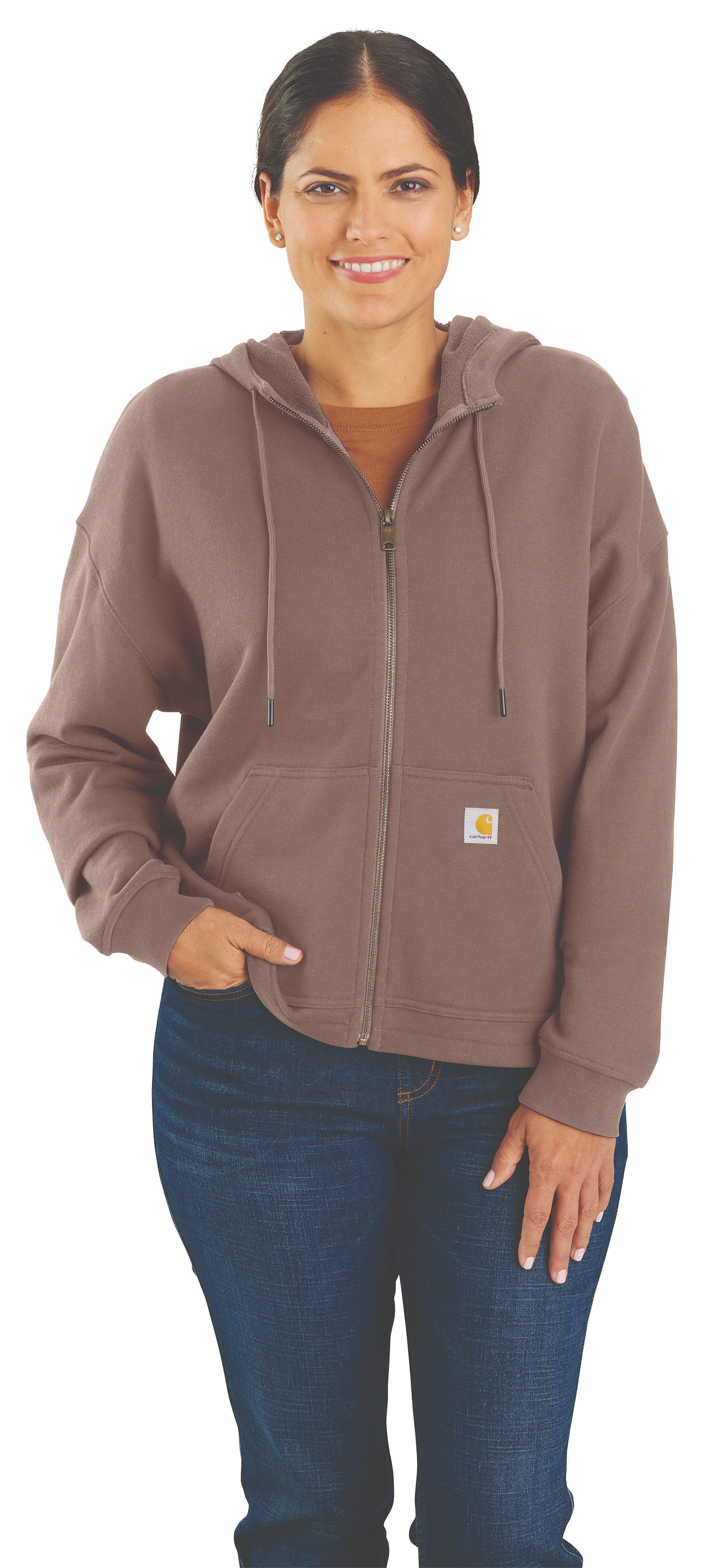Image of Carhartt Tencel Fiber Series Loose-Fit Full-Zip Sweatshirt for Ladies - Soft Sepia - S