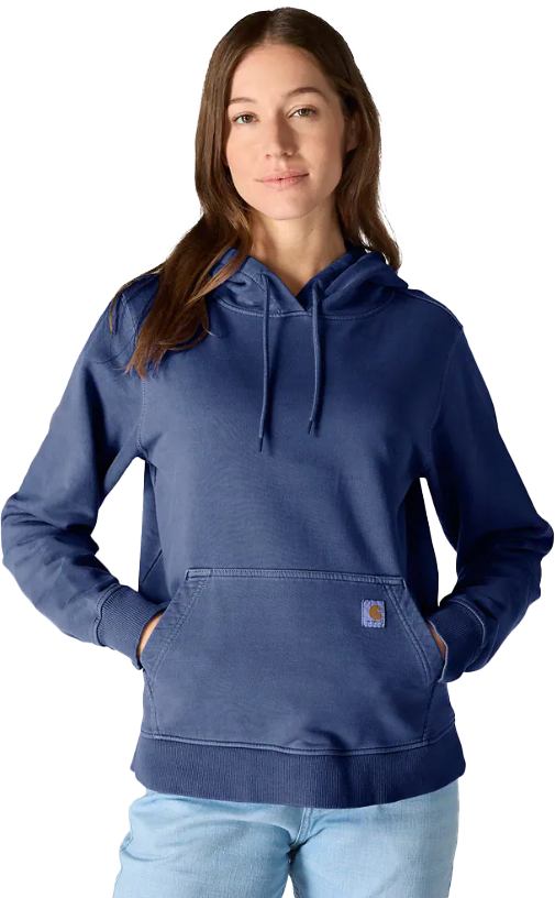 Image of Carhartt Midweight French Terry Long-Sleeve Hooded Sweatshirt - Lunar Blue - 2X