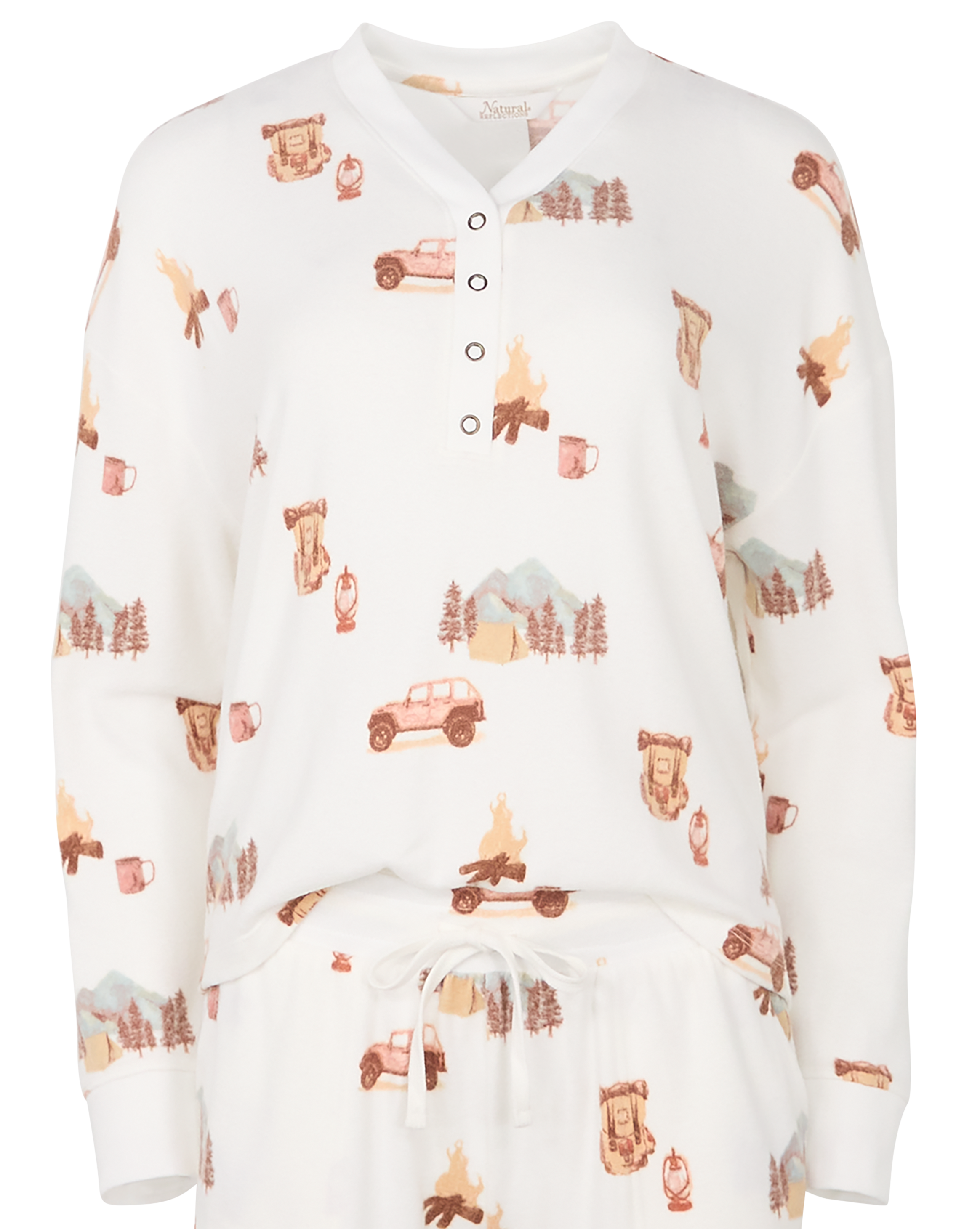 Image of Natural Reflections Camper Print Long-Sleeve Henley Shirt - Multi
