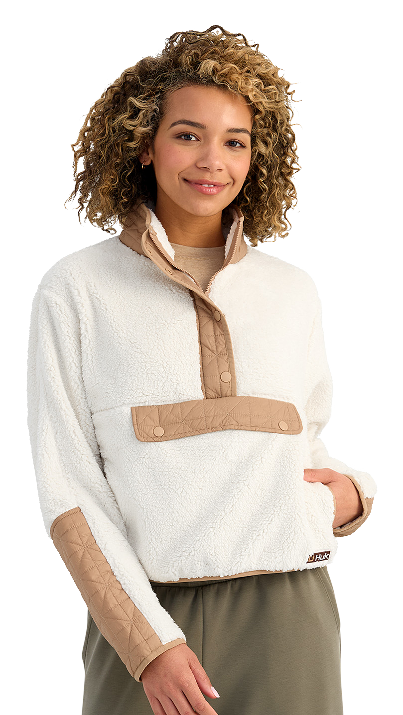 Image of Huk Plush Fleece Half-Zip Pullover - Egret - L