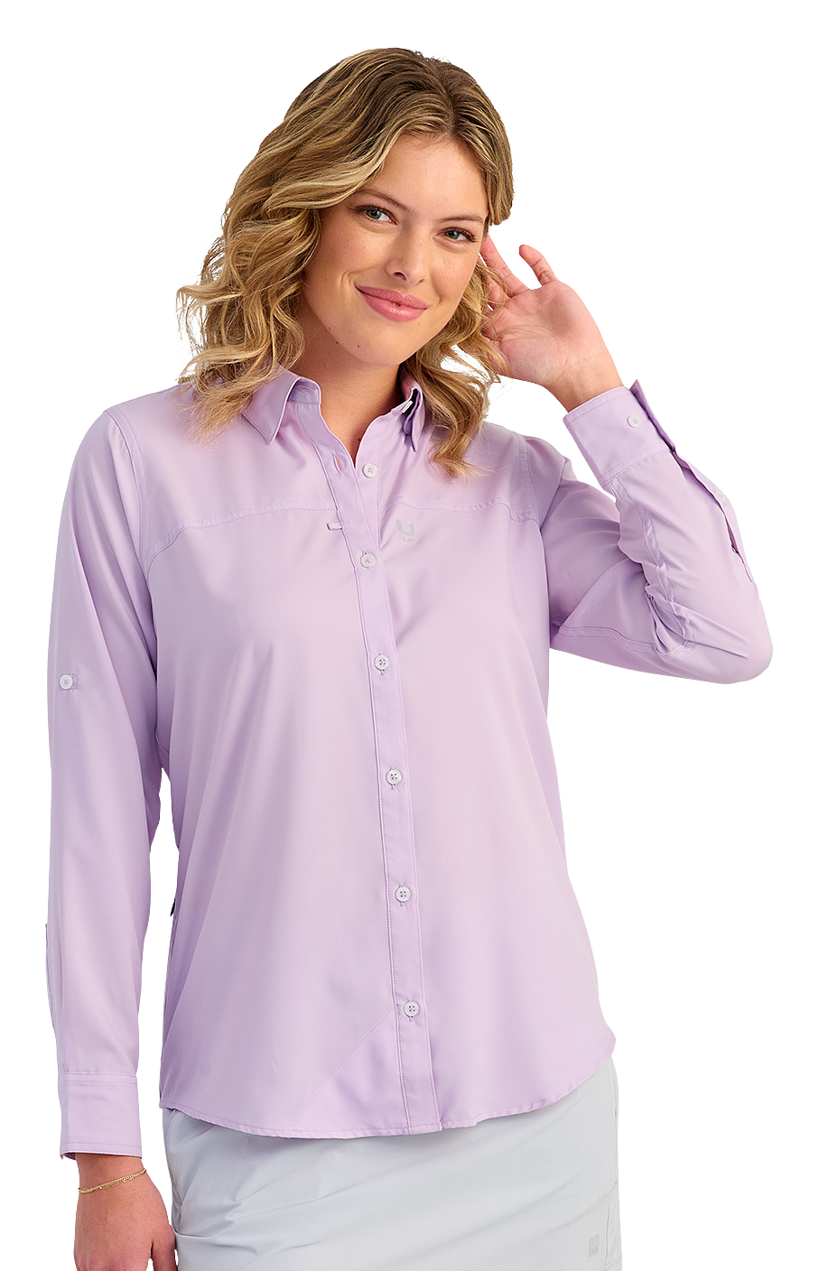 Image of Huk Tide Point Long-Sleeve Fishing Shirt - Orchid Bloom - M