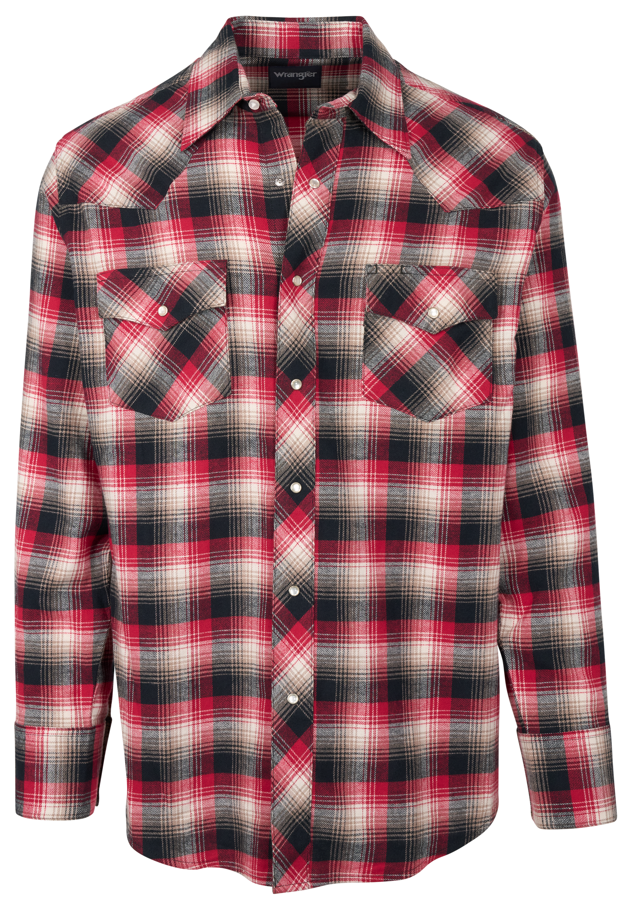 Image of Wrangler Sport Western Long-Sleeve Flannel Shirt for Men - Rio Red