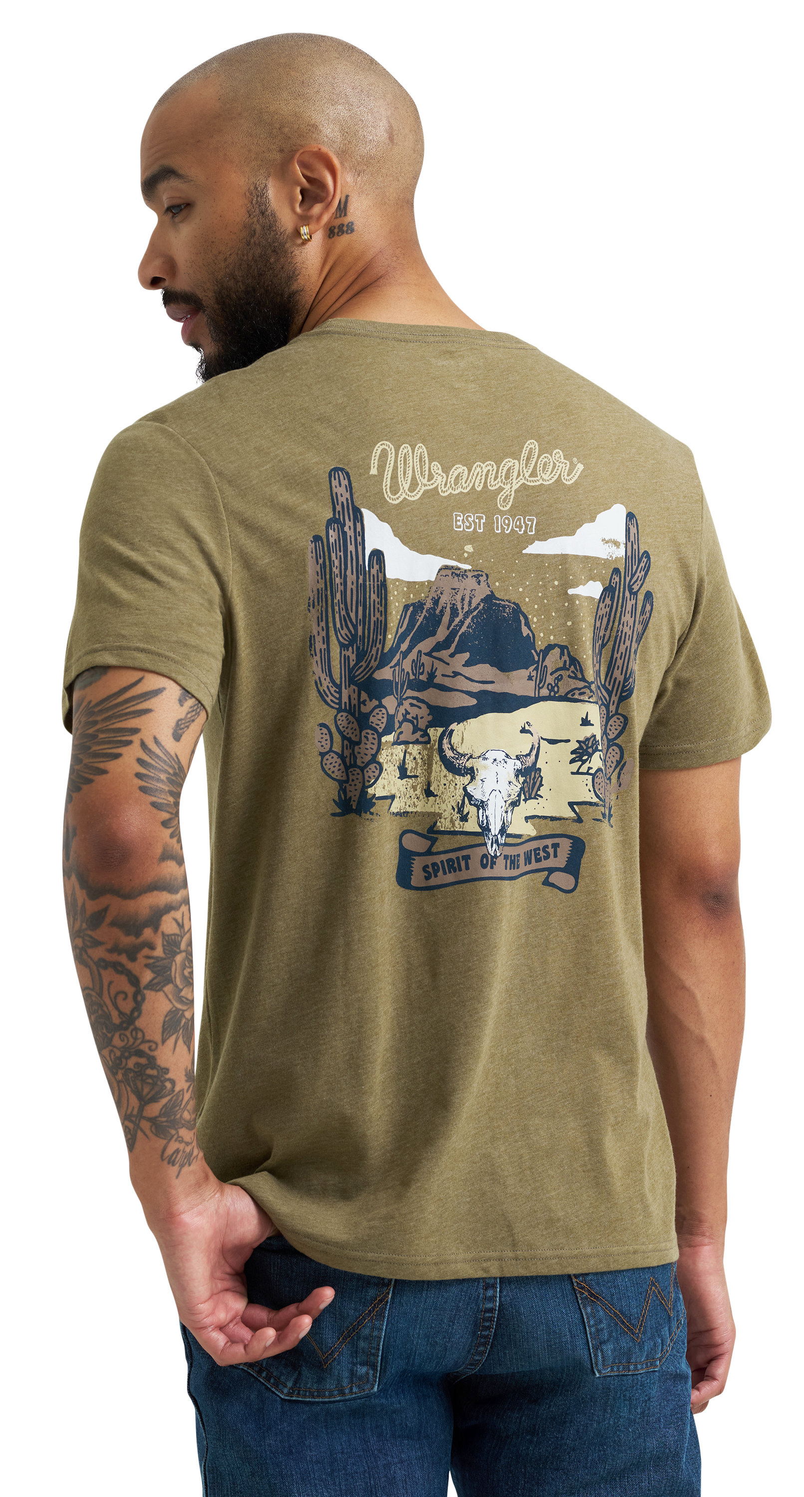 Image of Wrangler Desert Graphic Short-Sleeve T-Shirt for Men - Burnt Olive