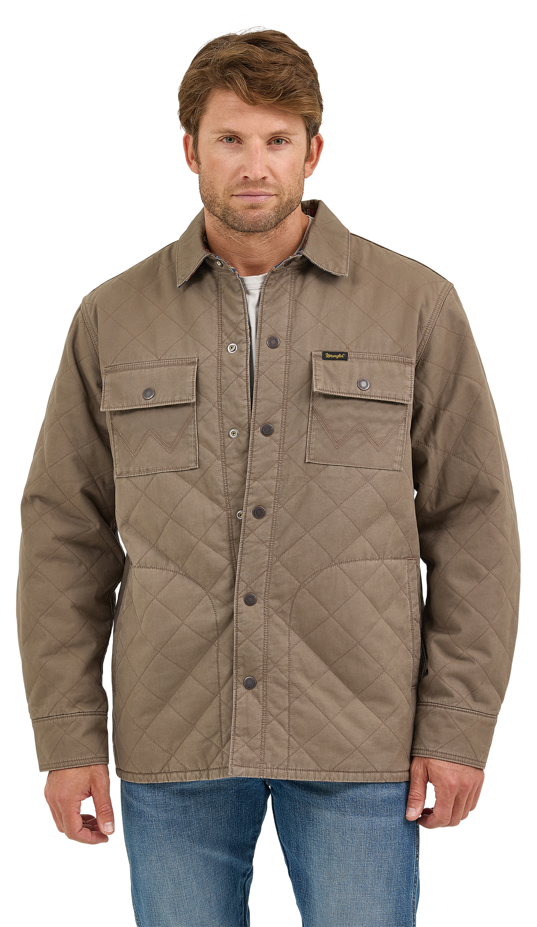 Image of Wrangler Reversible Shirt Jacket for Men - Chocolate Chip - M
