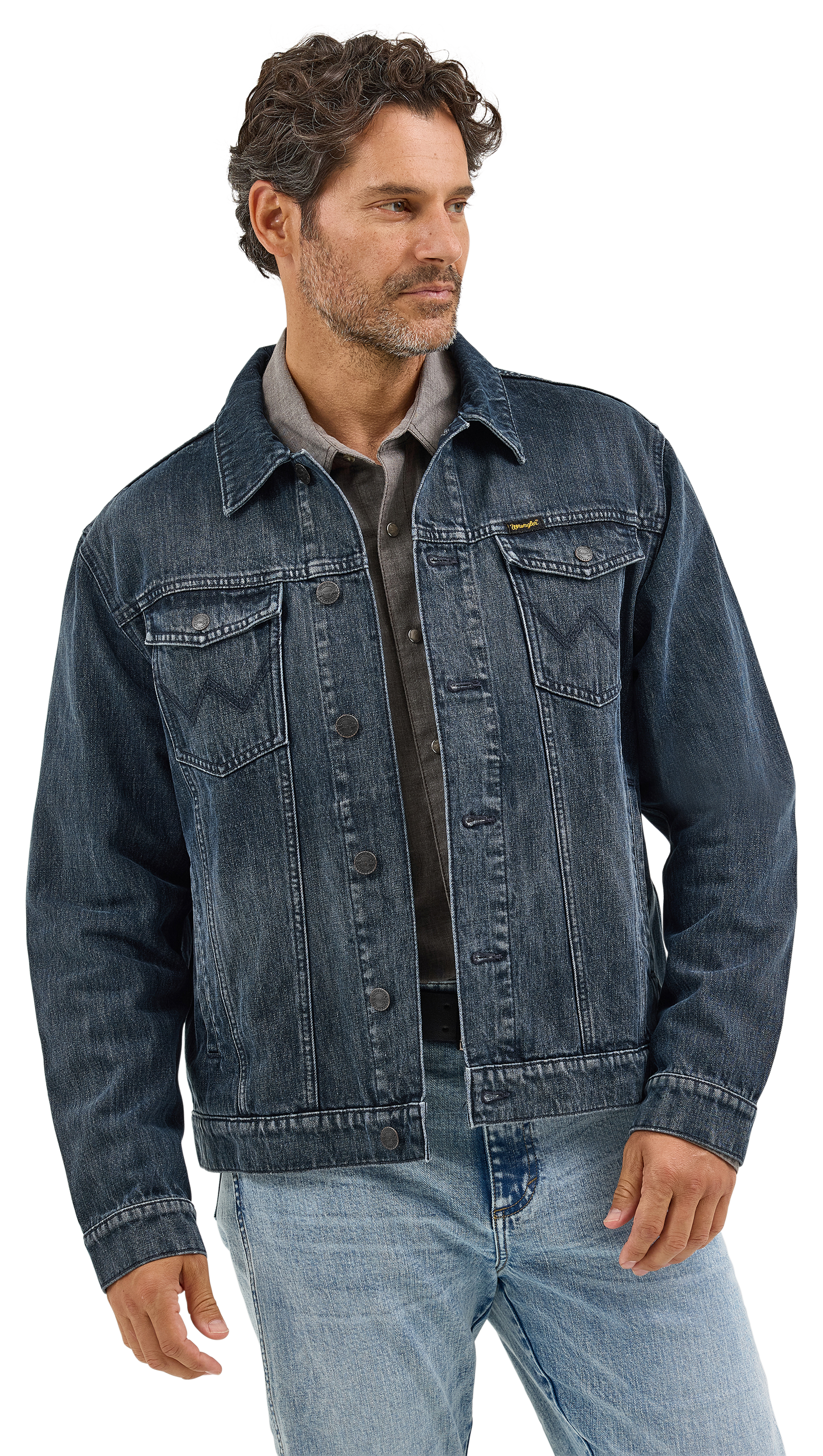 Image of Wrangler Retro Denim Jacket for Men - Blue/Black - M