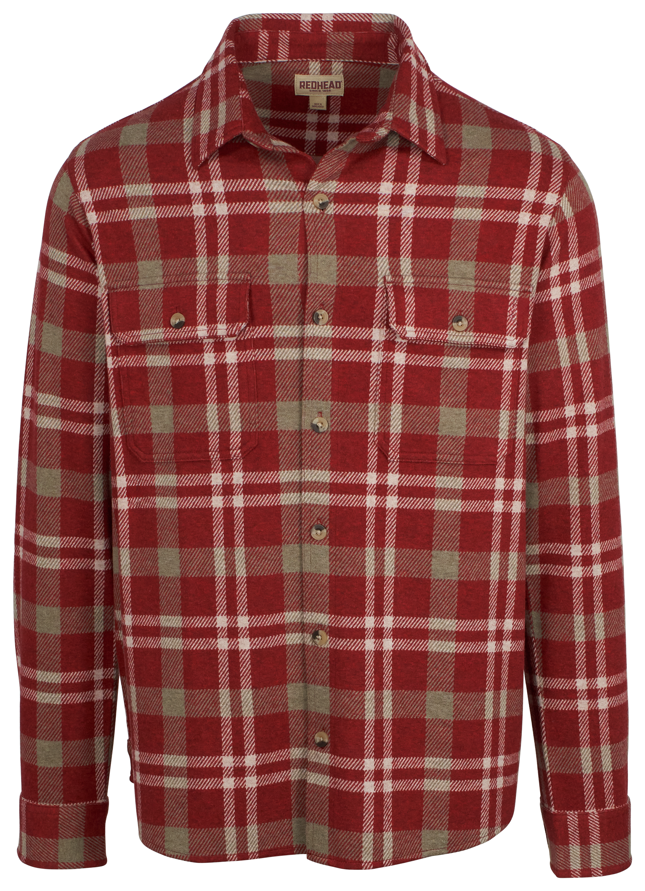 Image of RedHead River Basin Knit Long-Sleeve Shirt for Men - Scarlet Plaid