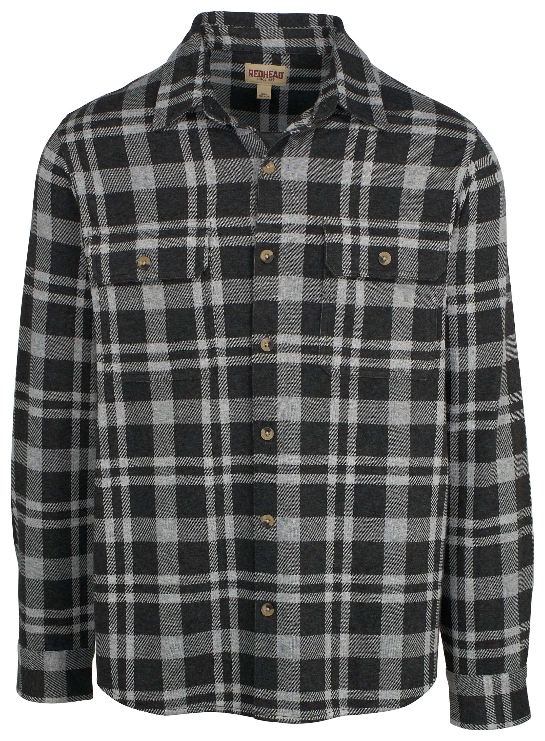 Image of RedHead River Basin Knit Long-Sleeve Shirt for Men - Raven Plaid