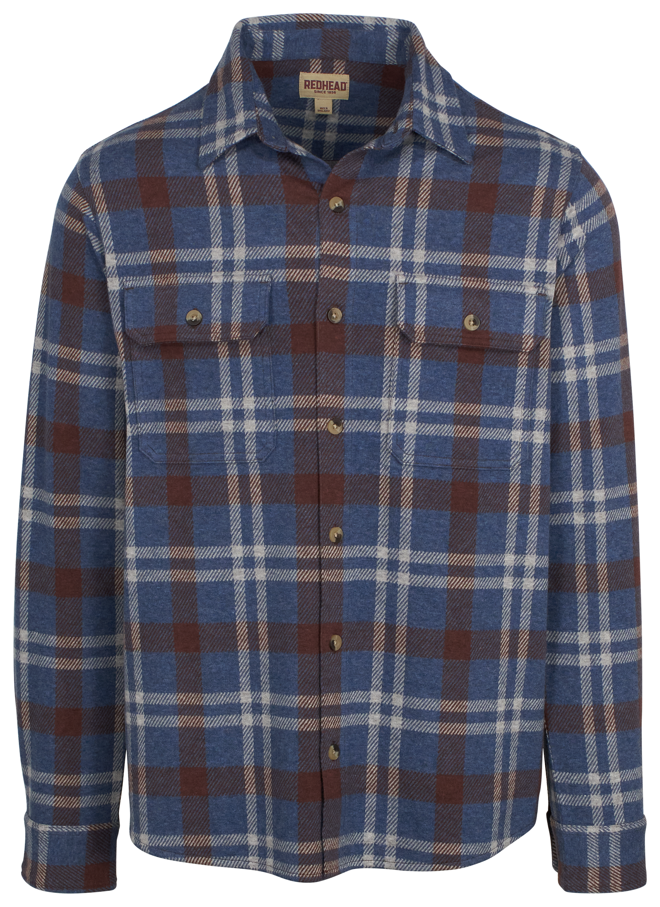 Image of RedHead River Basin Knit Long-Sleeve Shirt for Men - Indigo Plaid