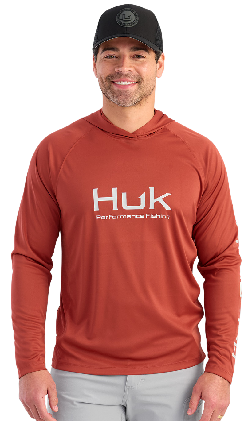Image of Huk Vented Pursuit Hoodie - Craw Red