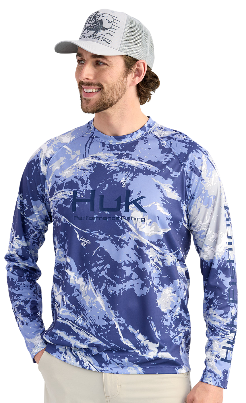 Image of Huk Pursuit Mossy Oak Long-Sleeve T-Shirt - Mossy Oak Elements Stormwater Skipper Blue