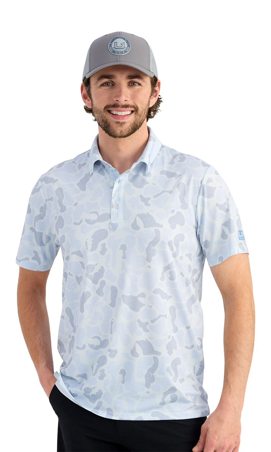 Image of Huk Printed KC Pursuit Polo - Sky - 3XL