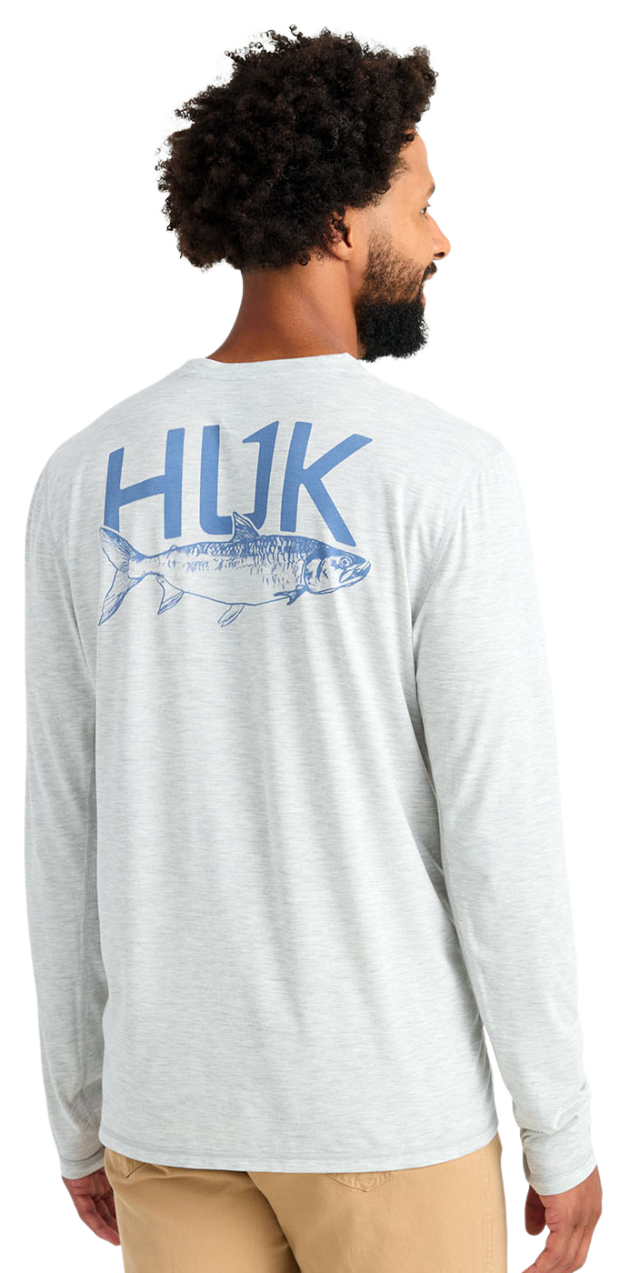 Image of Huk Drift Crew-Neck Graphic Long-Sleeve Shirt - Harbor Mist
