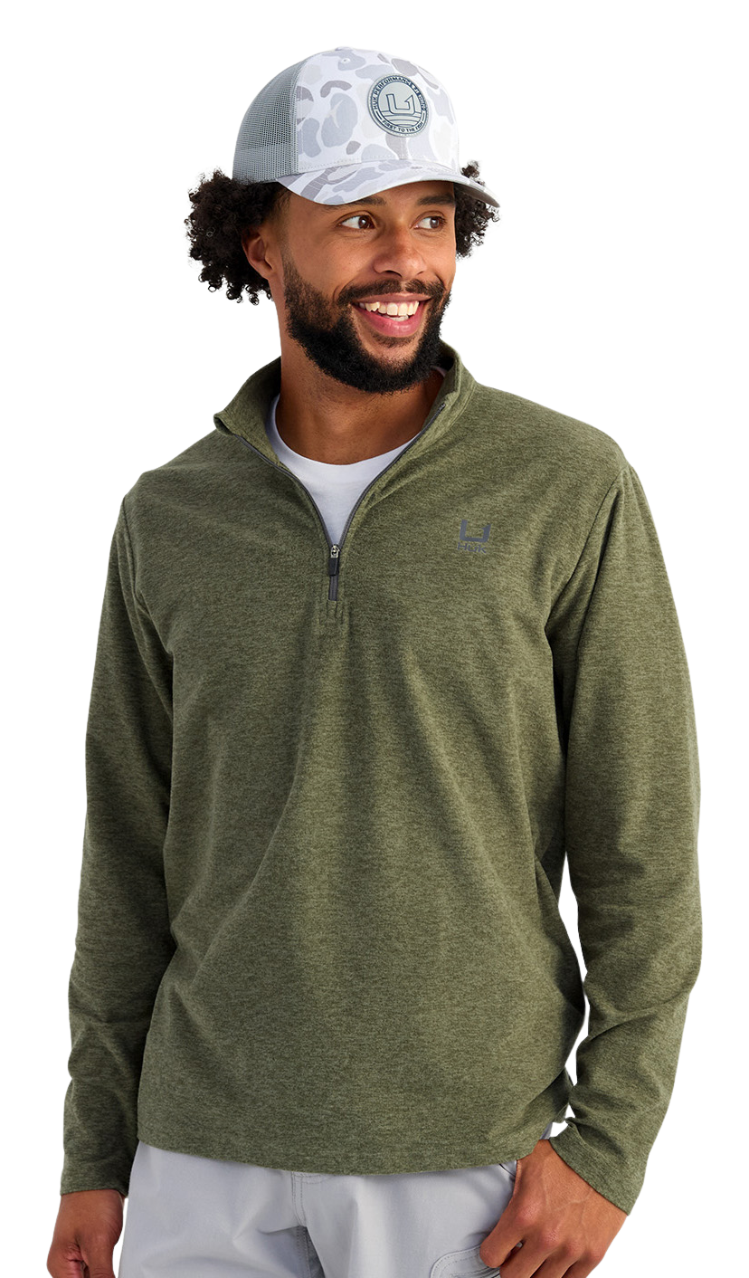 Image of Huk Leeward Lightweight Quarter-Zip Fleece Jacket - Moss - M
