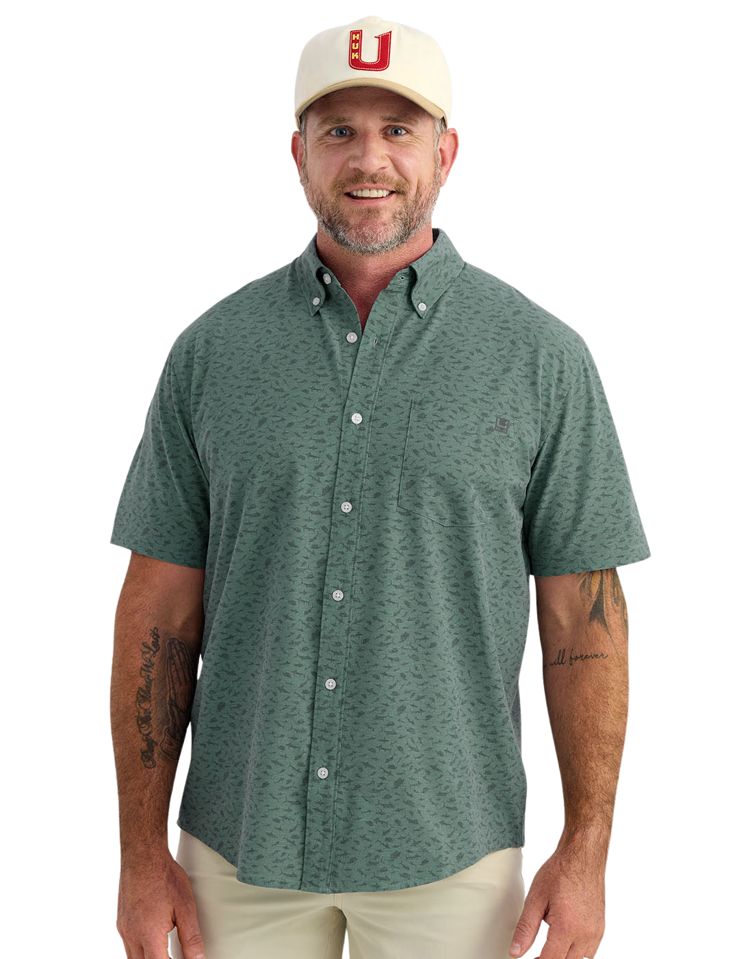 Image of Huk Kona KC Printed Short-Sleeve Shirt - North Atlantic