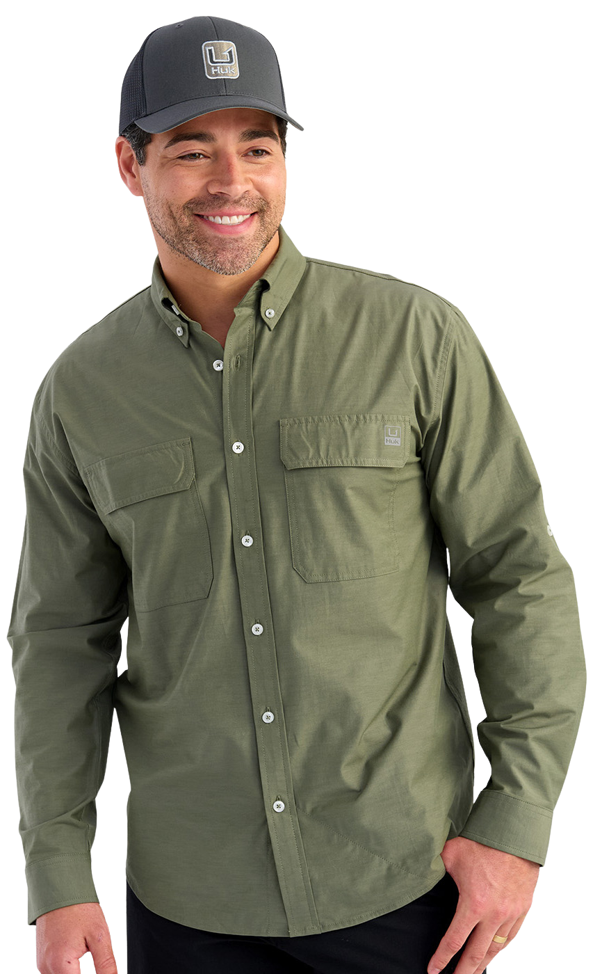 Image of Huk Next Level Long-Sleeve Shirt for Men - Moss