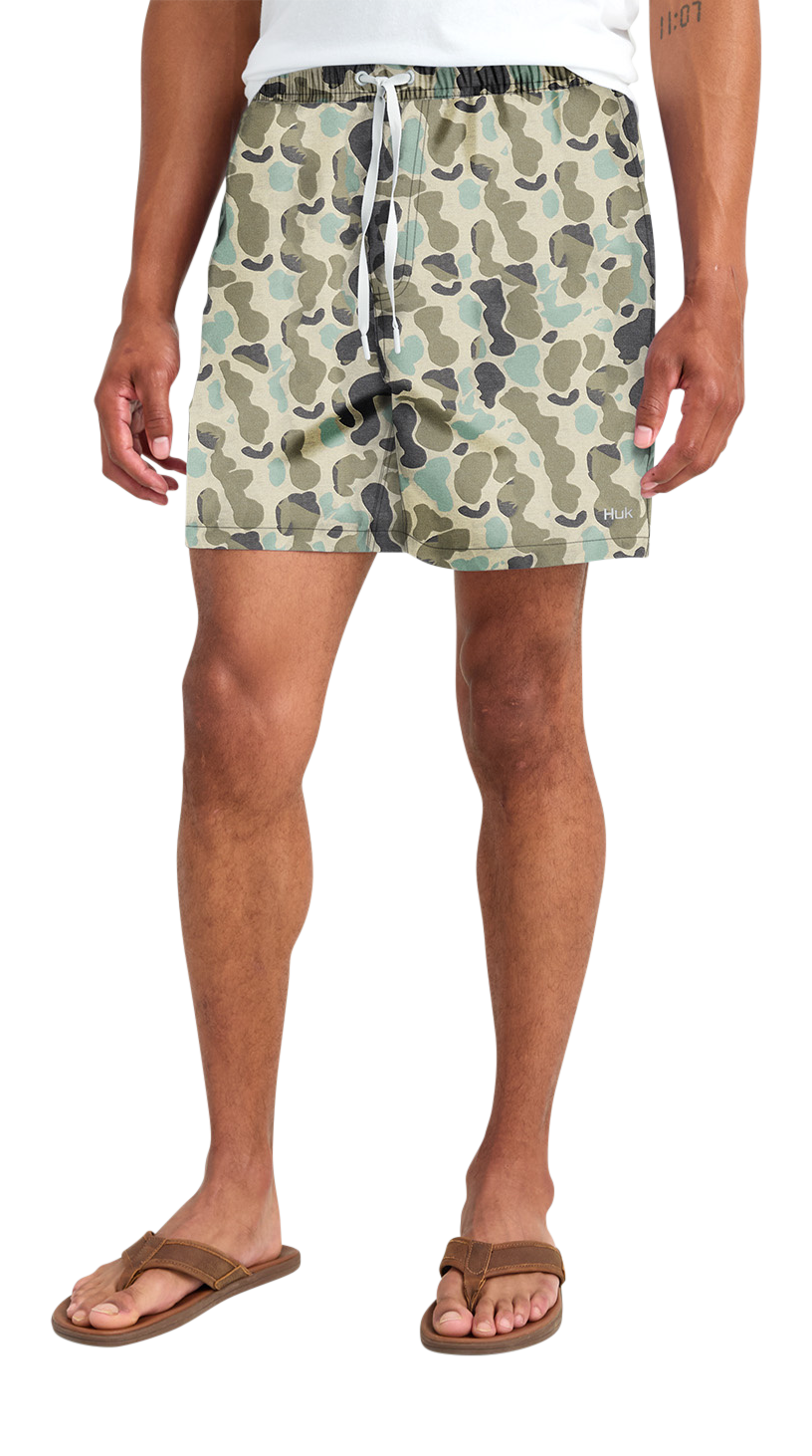 Image of Huk Pursuit KC Printed Volley Shorts - KC Volcanic Ash Camo