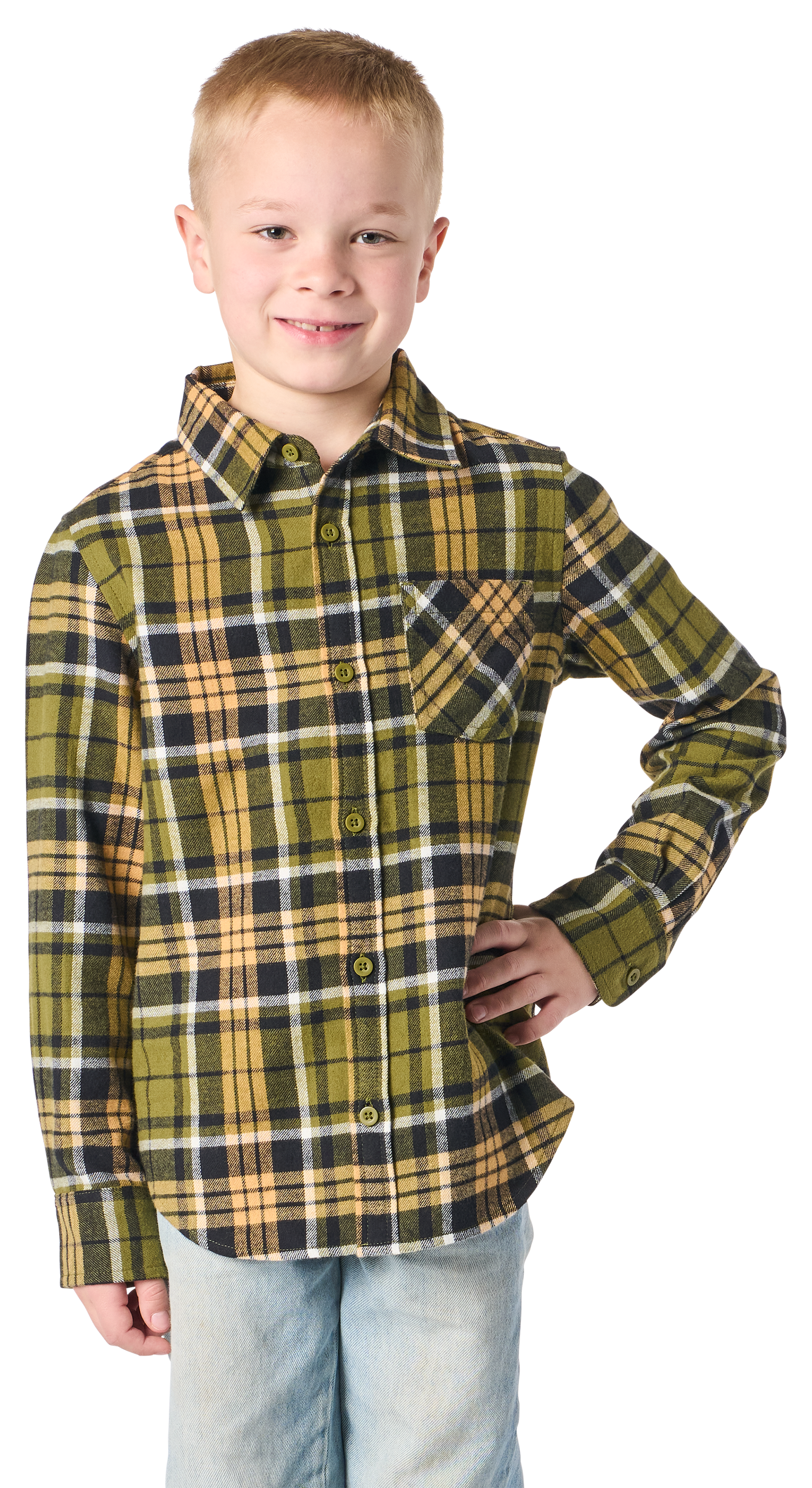 Bass Pro Shops Plaid Flannel Long-Sleeve Button-Down Shirt for Boys