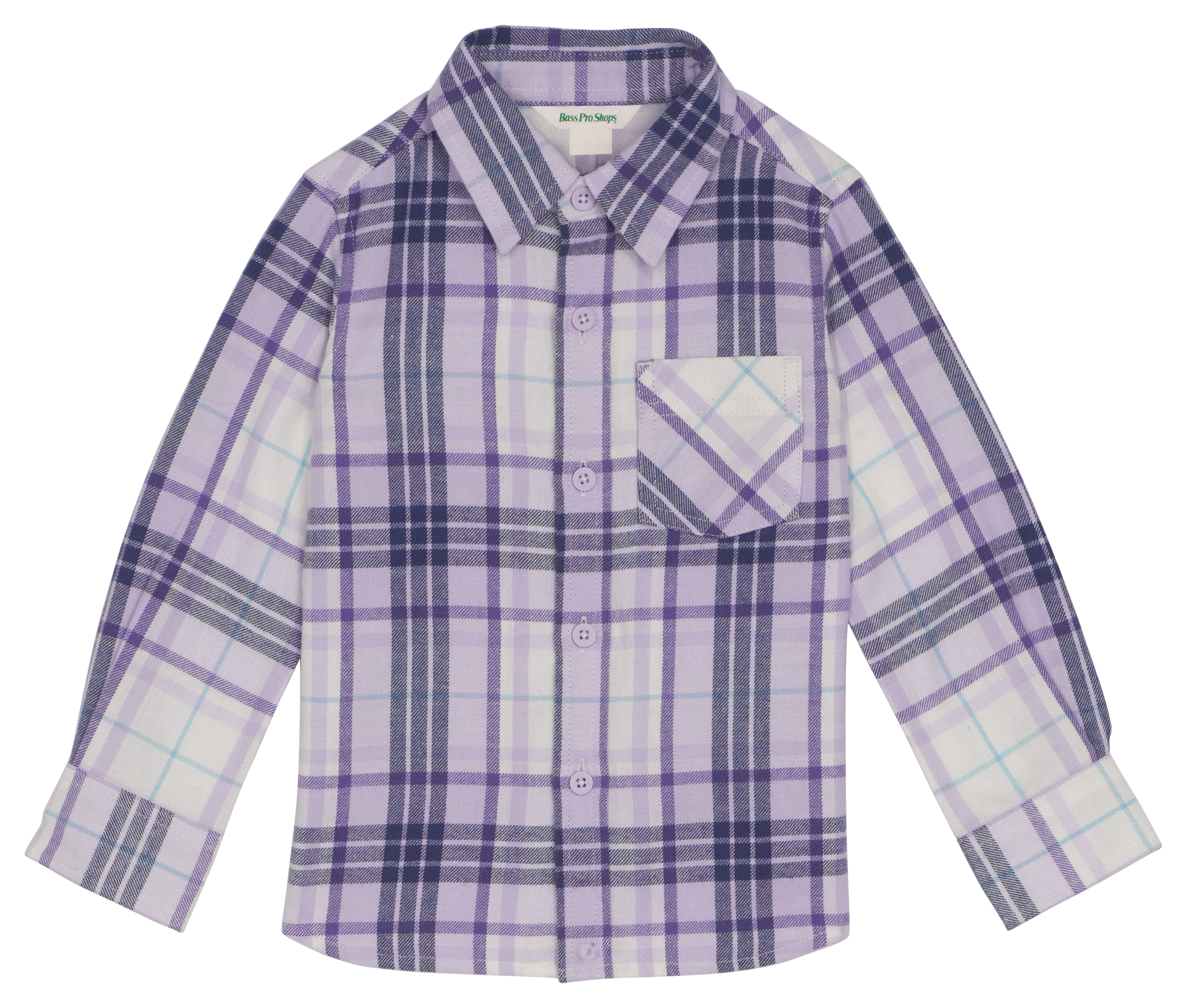 Image of Bass Pro Shops Plaid Flannel Long-Sleeve Button-Down Shirt for Toddlers - Purple Passion