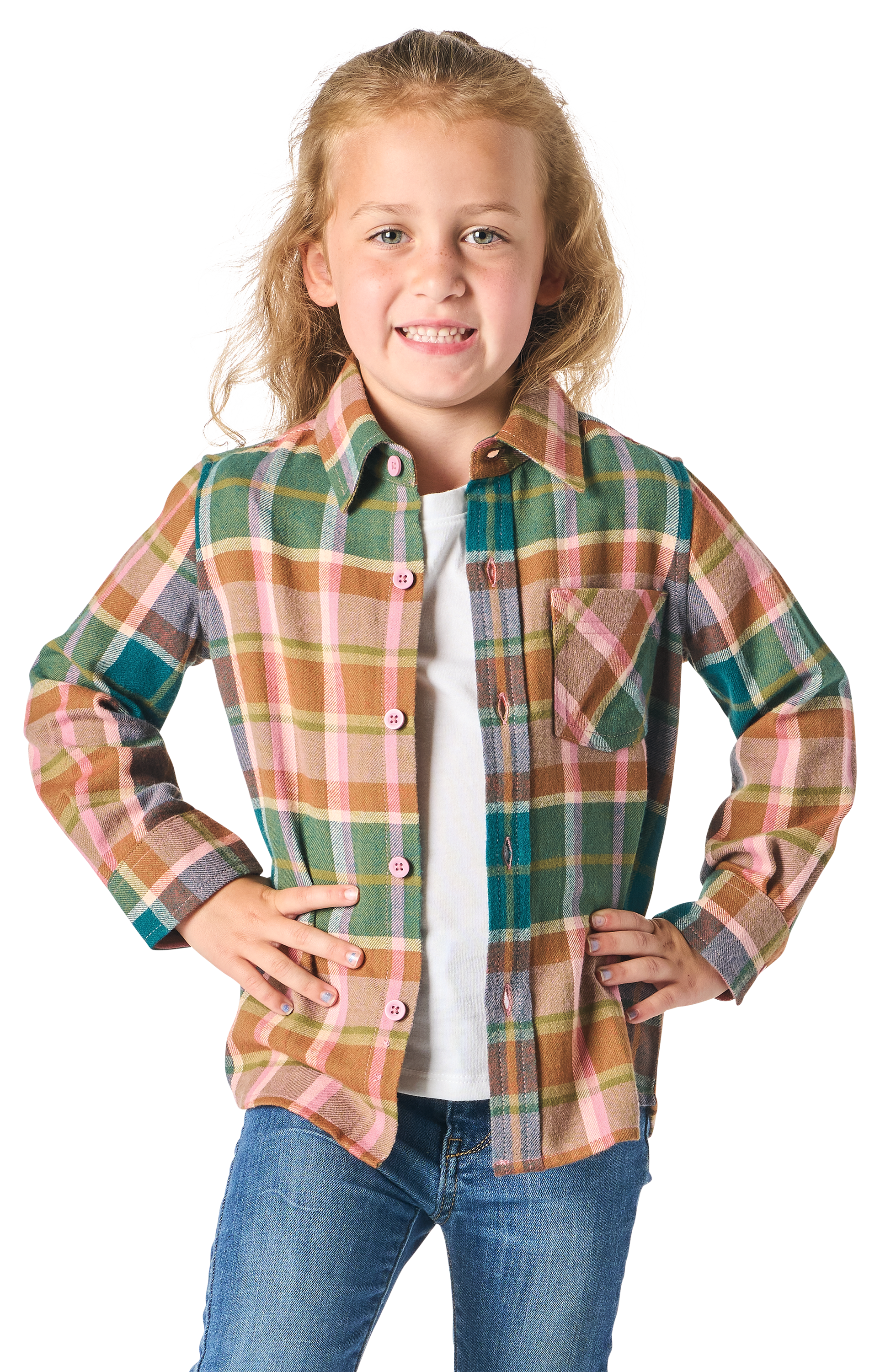 Image of Bass Pro Shops Plaid Flannel Long-Sleeve Button-Down Shirt for Toddlers - Deep Teal