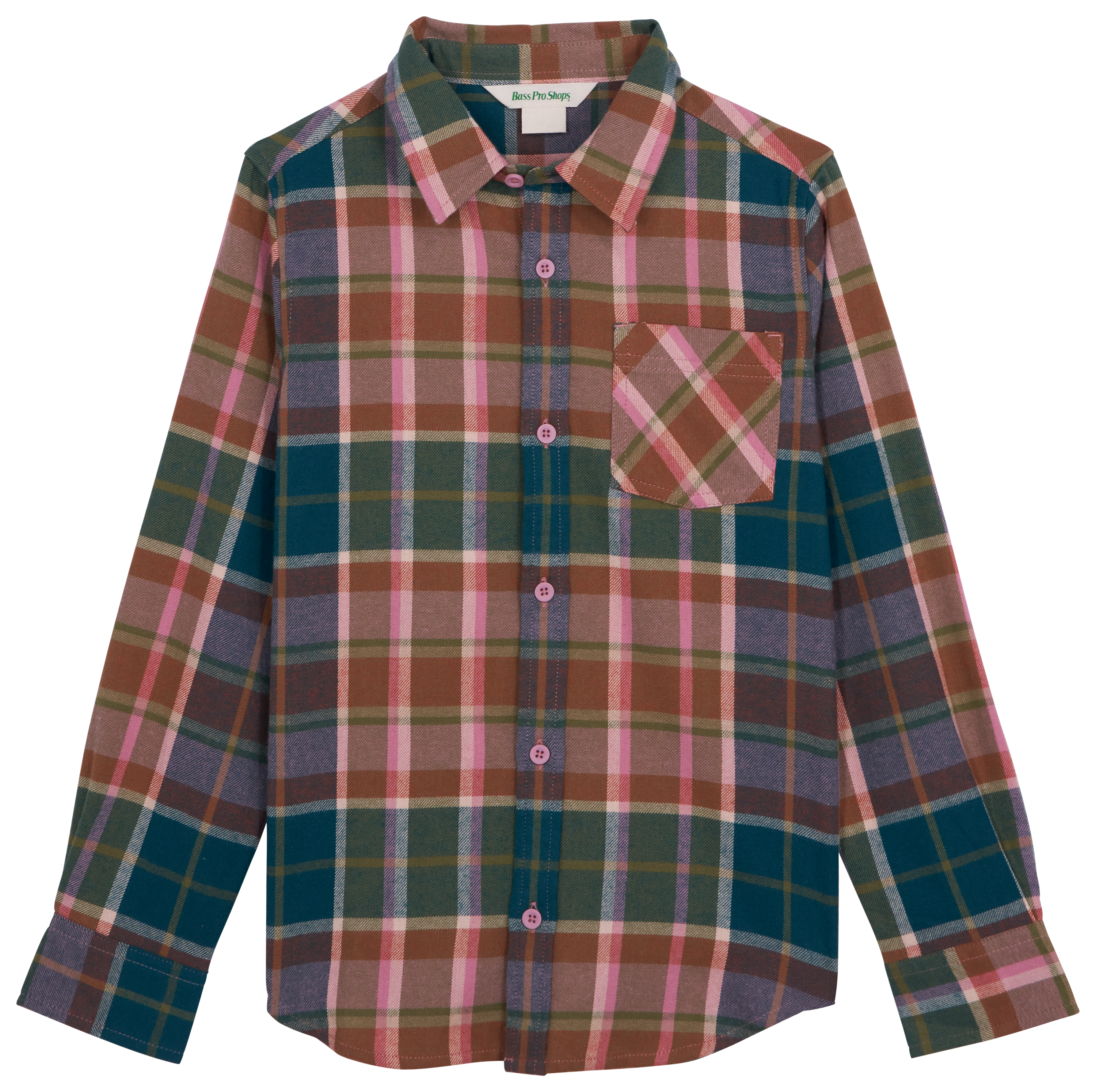 BASS PRO SHOPS Plaid Flannel Long-Sleeve Button-Down Shirt for Kids