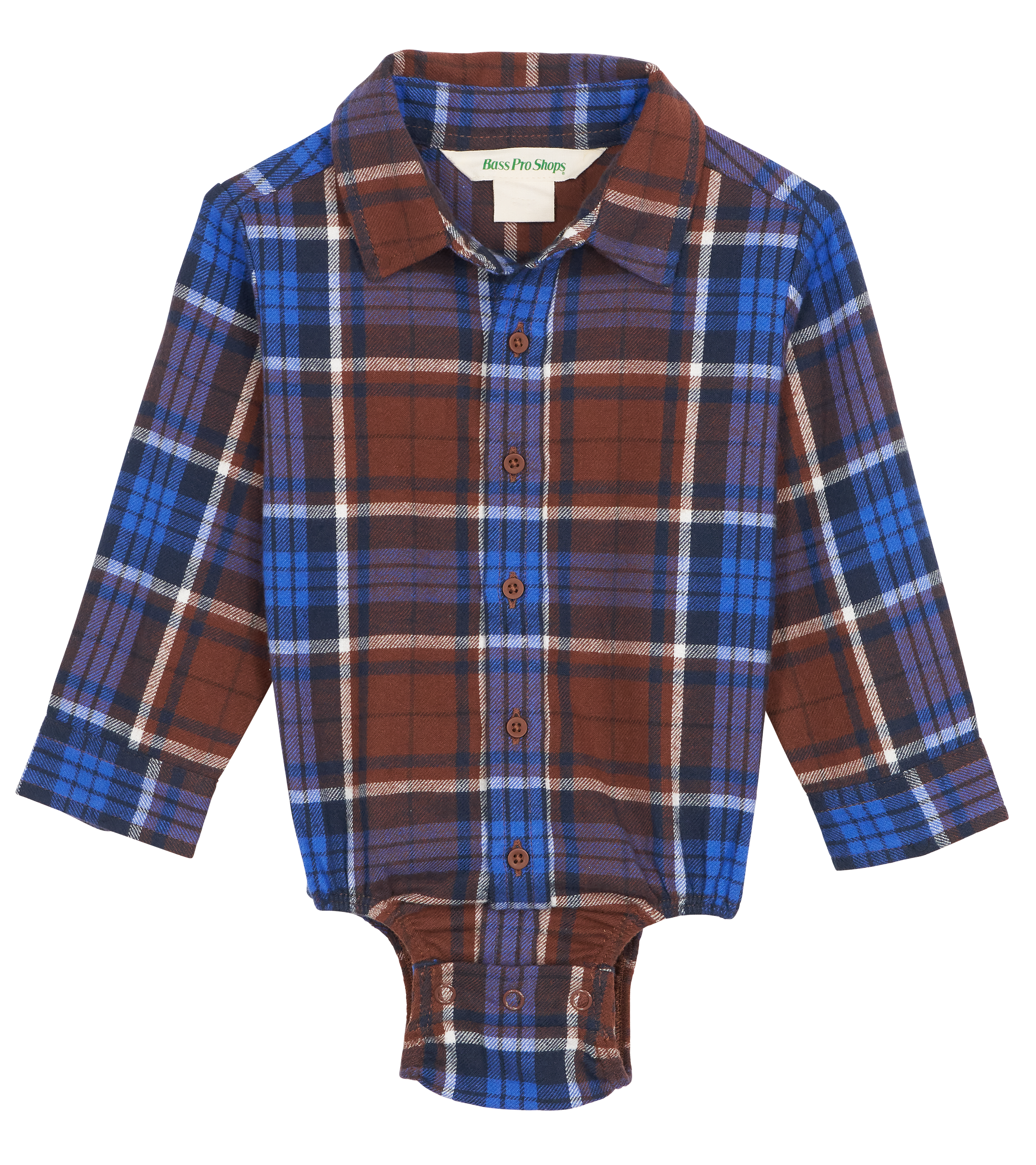 Image of Bass Pro Shops Flannel Long-Sleeve Bodysuit for Babies - Blue Plaid