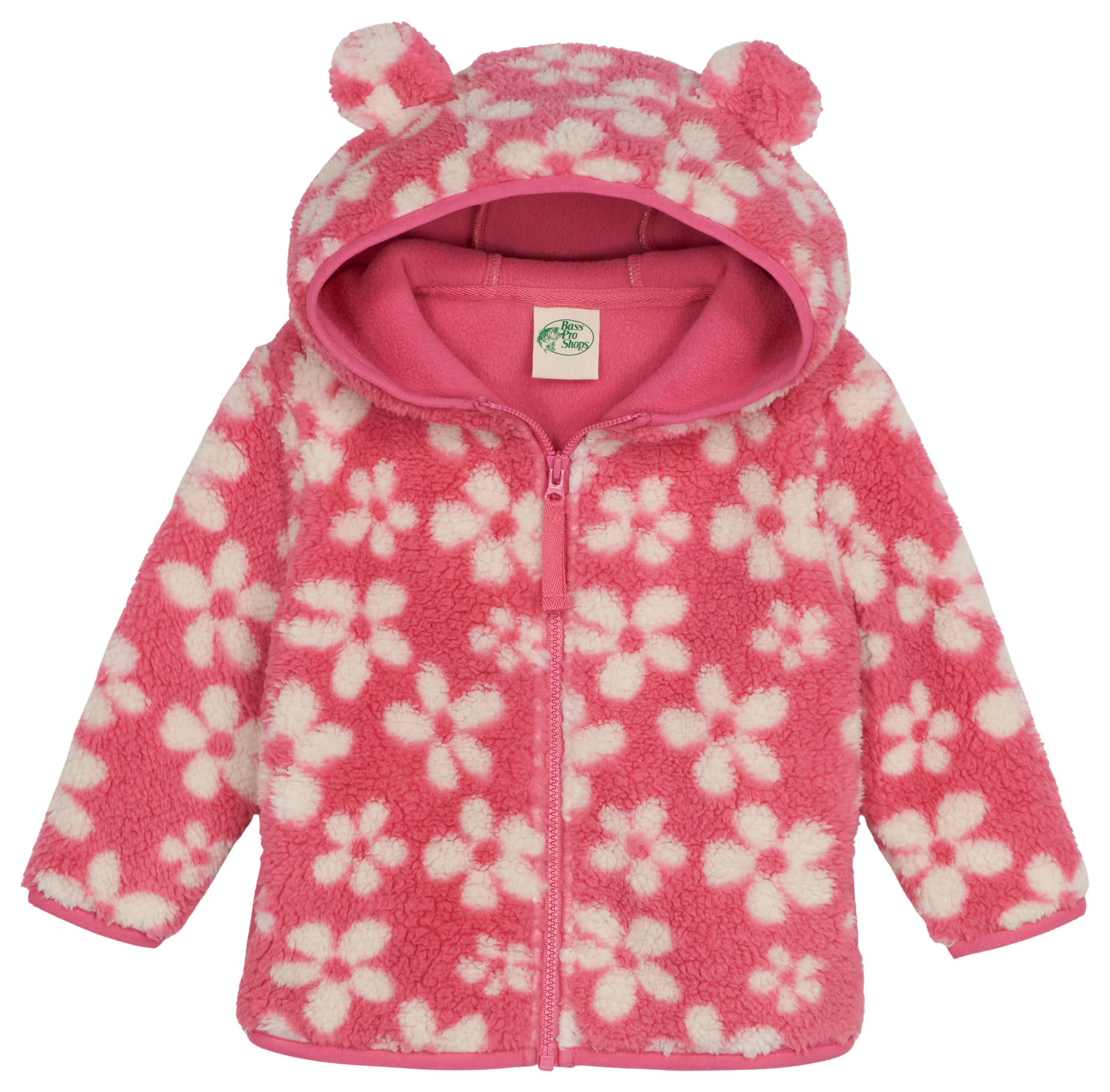 Image of Bass Pro Shops Cozy Fleece Jacket for Babies - Pink Flower - 18 Months