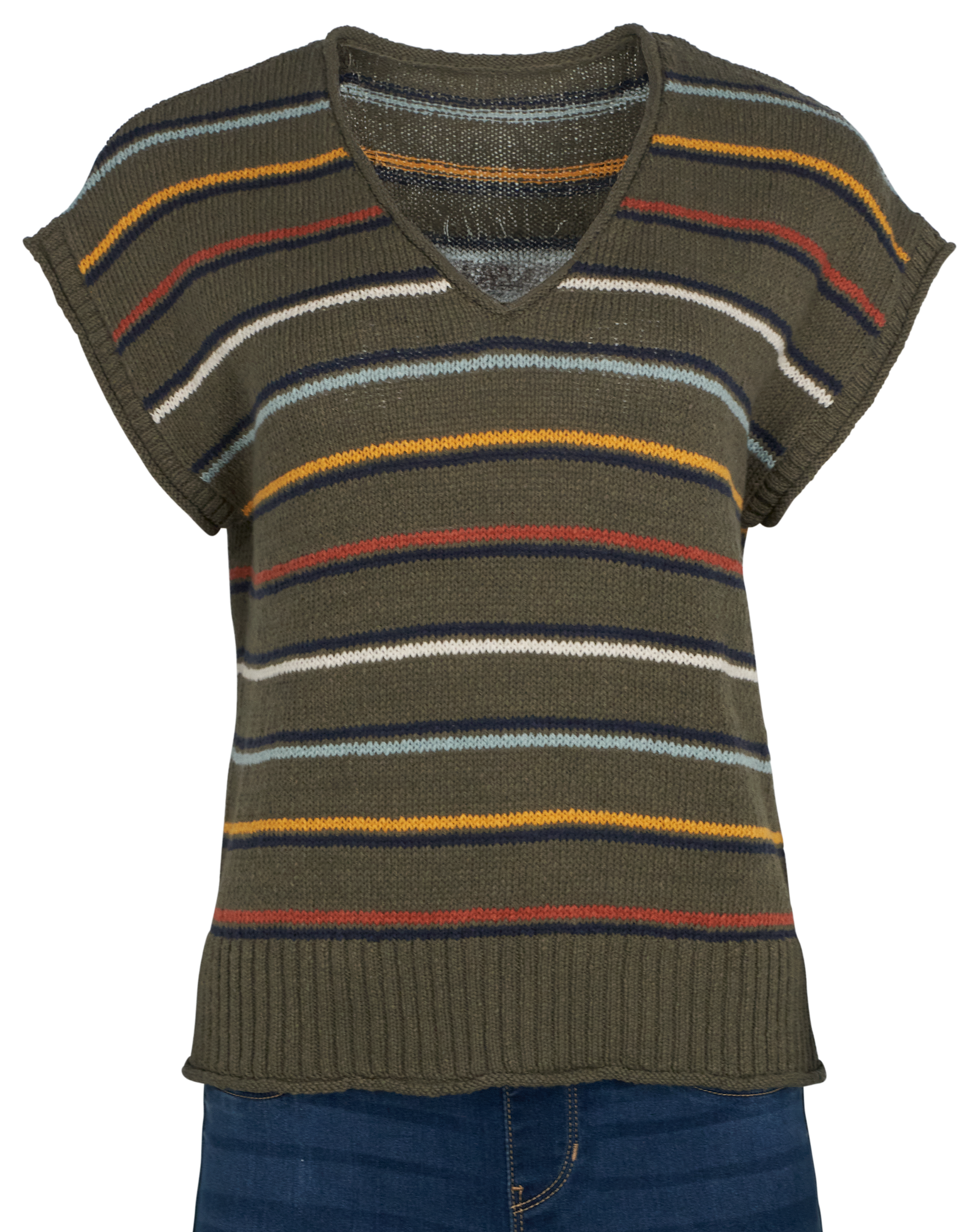 Image of Natural Reflections Sweater Vest - Dusty Olive Stripe