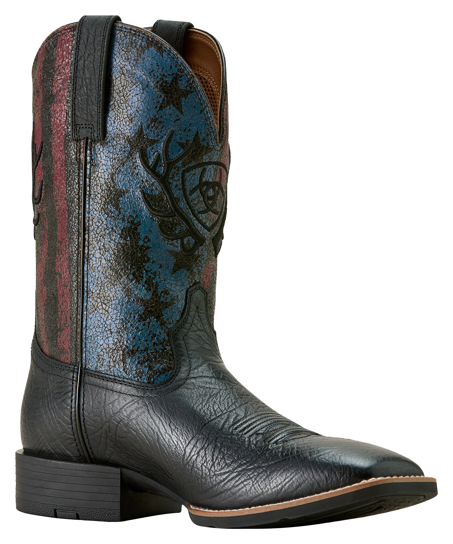 Image of Ariat Sport Liberty Antler Western Boots for Men - Black Hippo Print - 11m