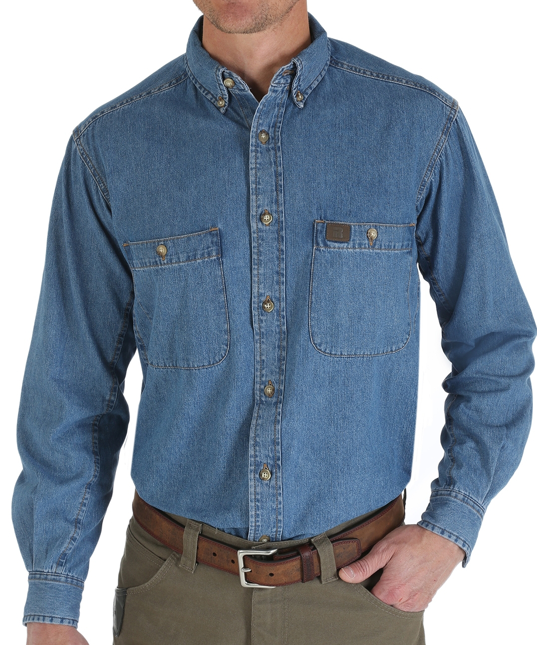 Wrangler RIGGS Workwear Denim Long-Sleeve Work Shirt for Men
