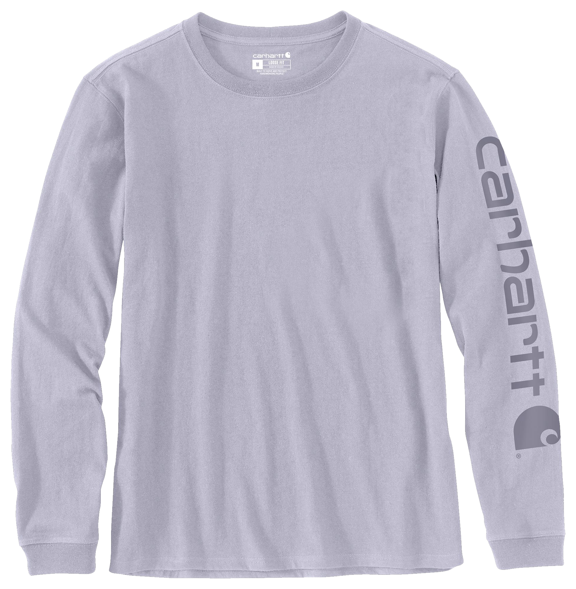 Image of Carhartt Logo Sleeve Graphic Heavyweight Long-Sleeve T-Shirt for Ladies - Mica/Wisteria