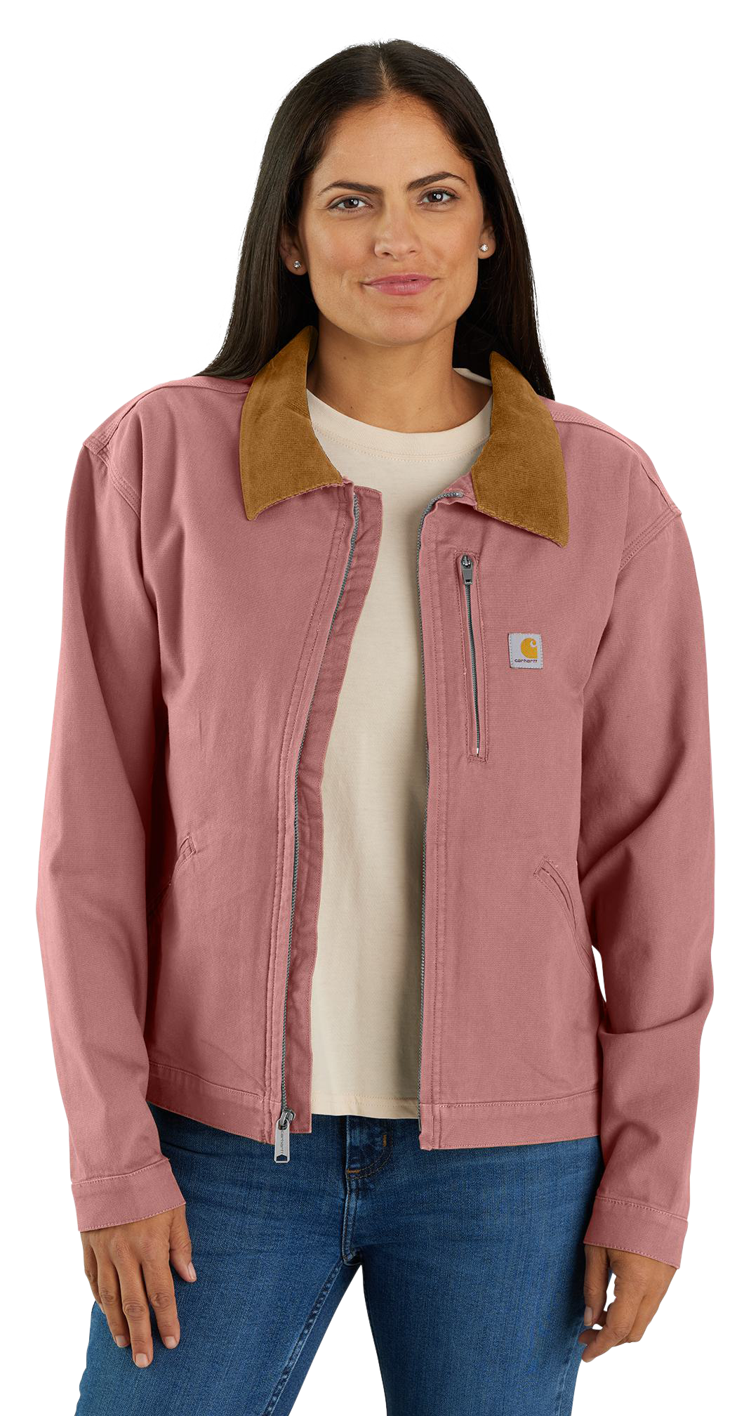 Image of Carhartt Rugged Flex Loose-Fit Canvas Detroit Jacket for Ladies - Rose Tint - XL