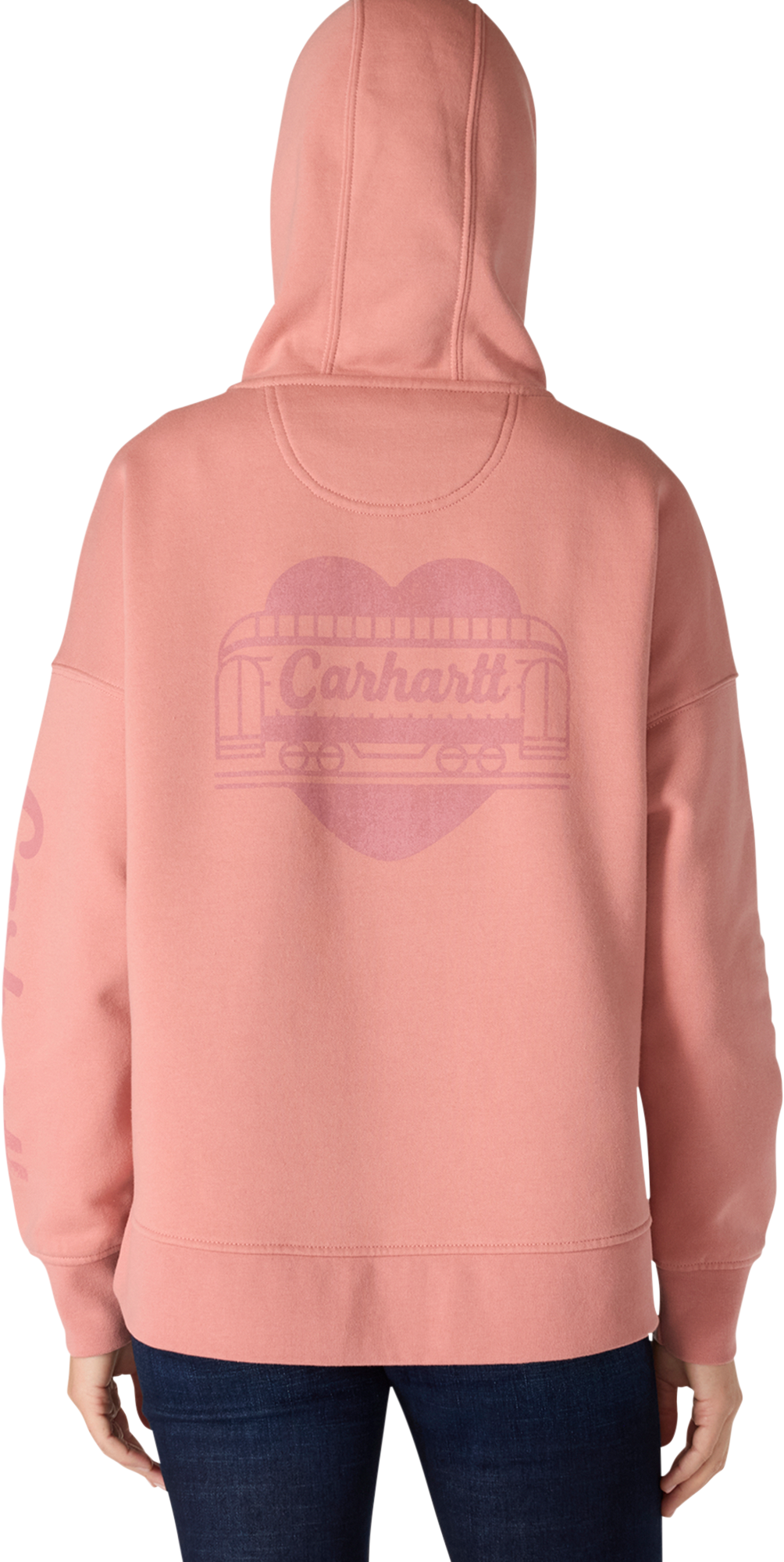 Image of Carhartt Oversized Fit Midweight Hooded Graphic Long-Sleeve Sweatshirt for Ladies - Rose Tint - M