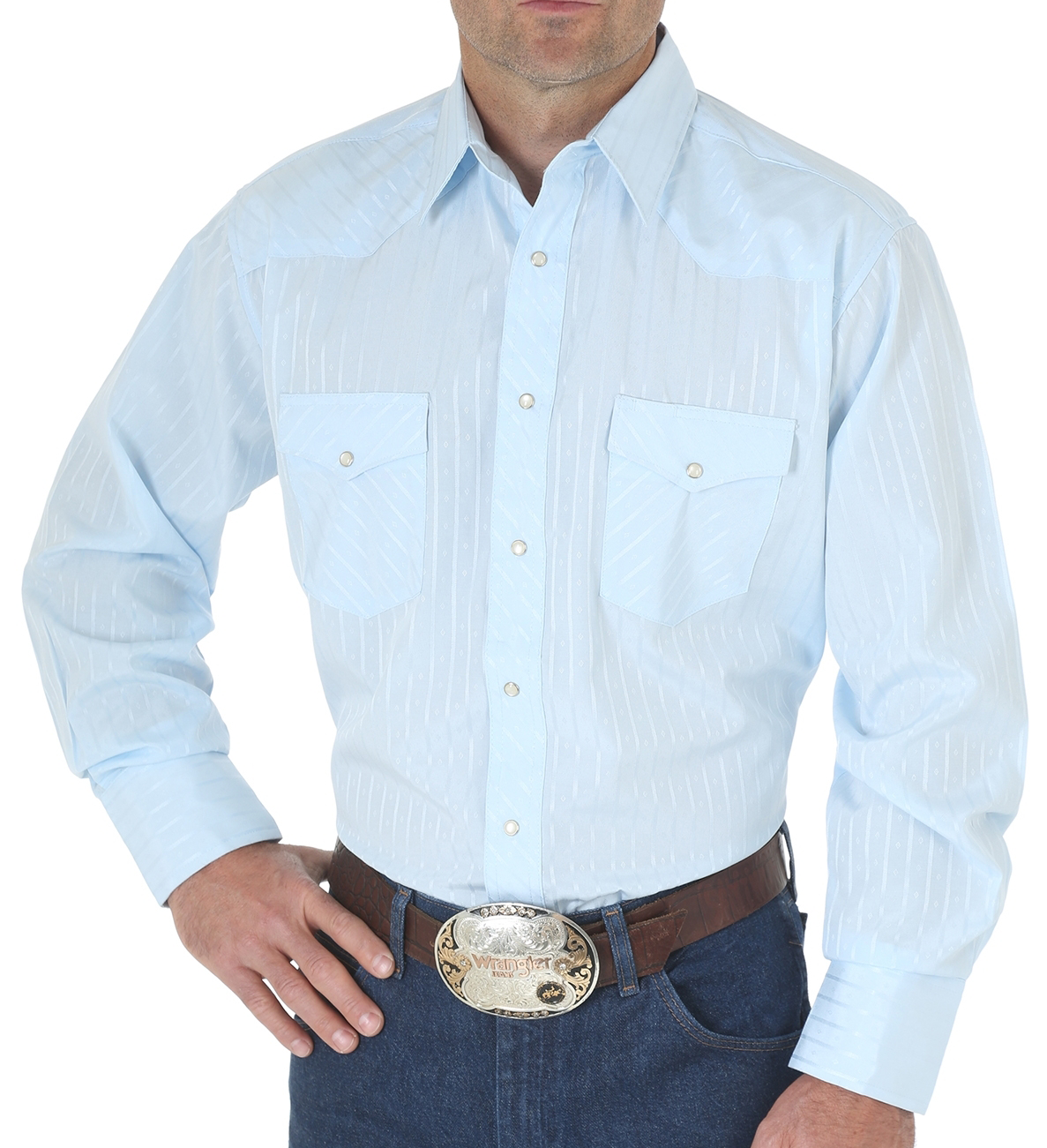 Wrangler Tall Sport Western Snap Long-Sleeve Shirt for Men - Blue - 2XLT