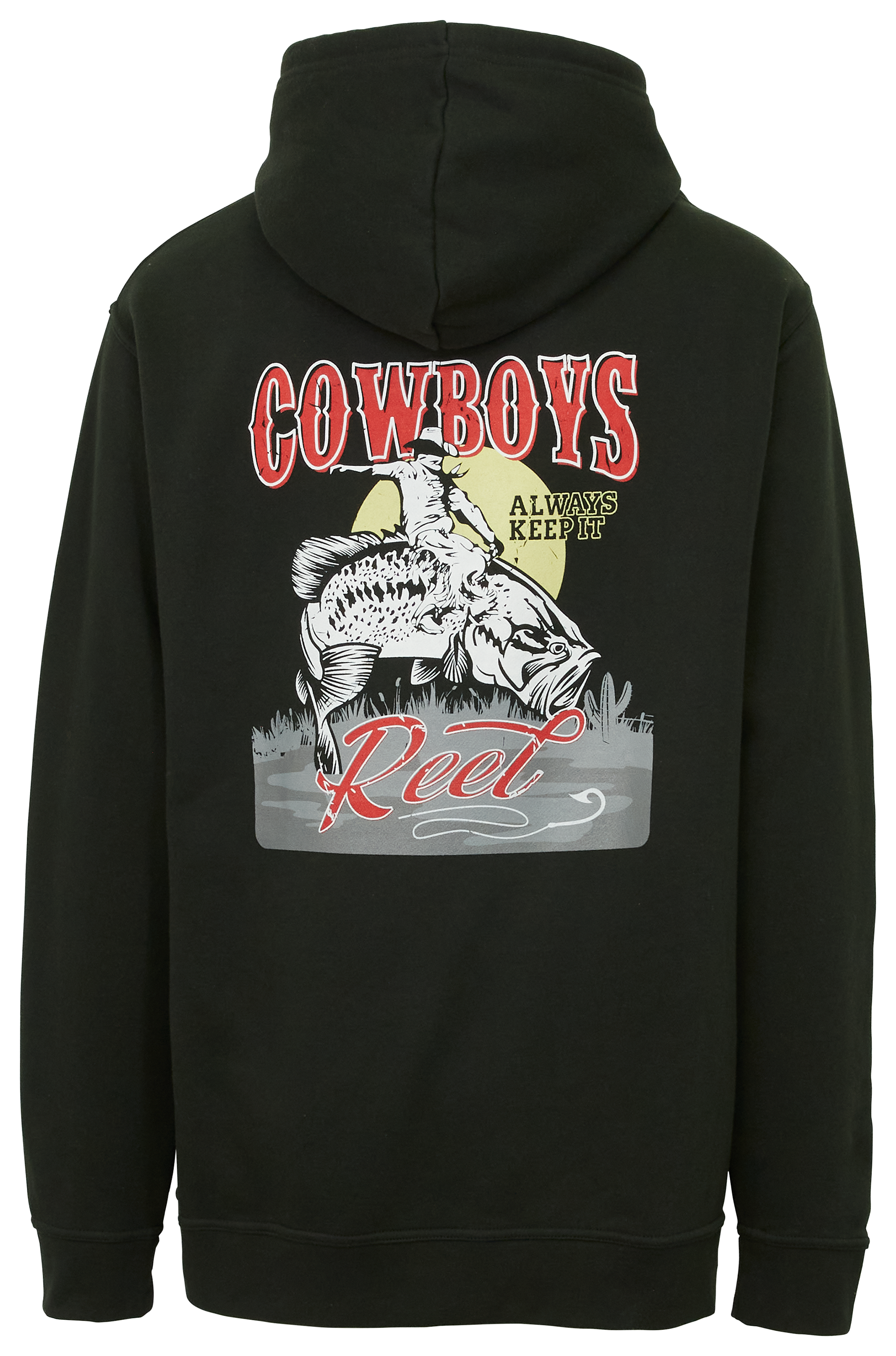 Image of Bass Pro Shops Fishing Cowboy Pullover Long-Sleeve Hoodie for Men - Black - L