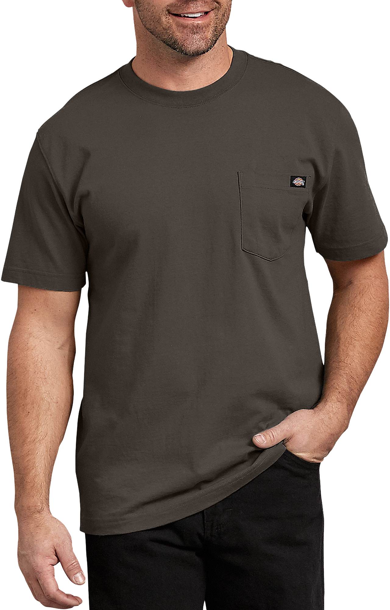 Image of Dickies Heavyweight Short-Sleeve T-Shirt for Men - Black Olive - 2XLT