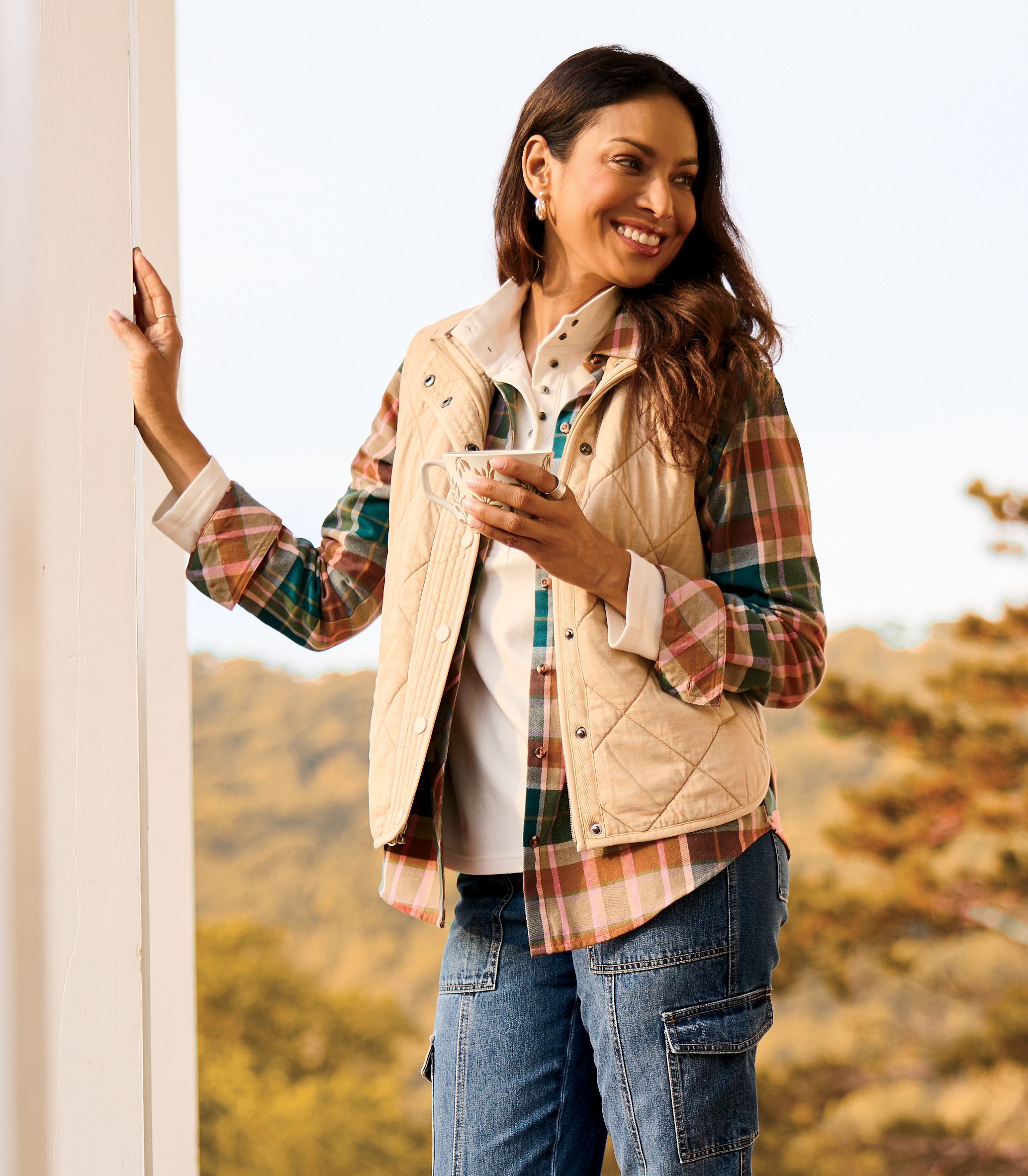 Image of Natural Reflections Quilted Knit Vest - Irish Cream