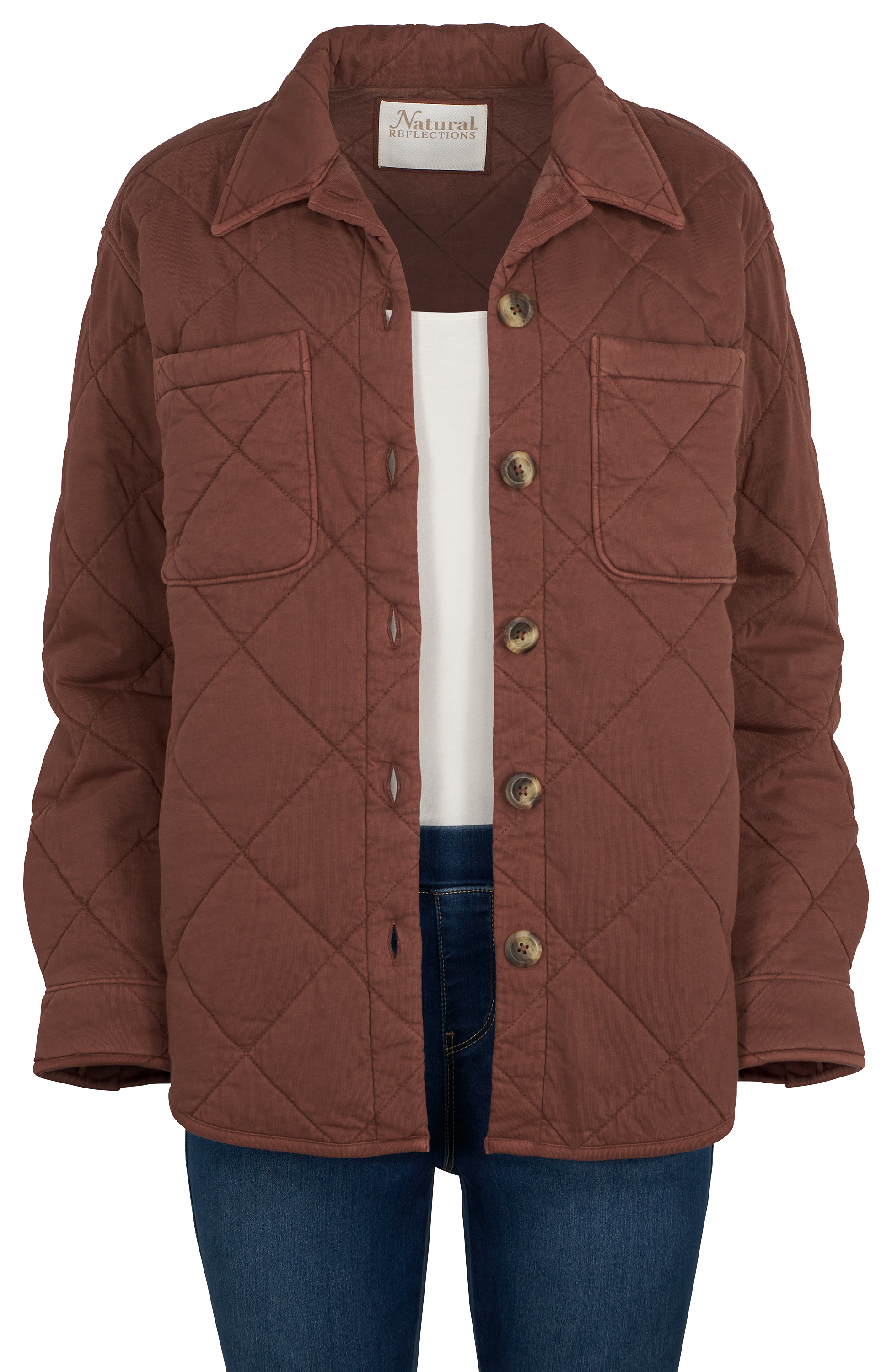 Image of Natural Reflections Quilted Shirt Jacket - Cappuccino - XXL