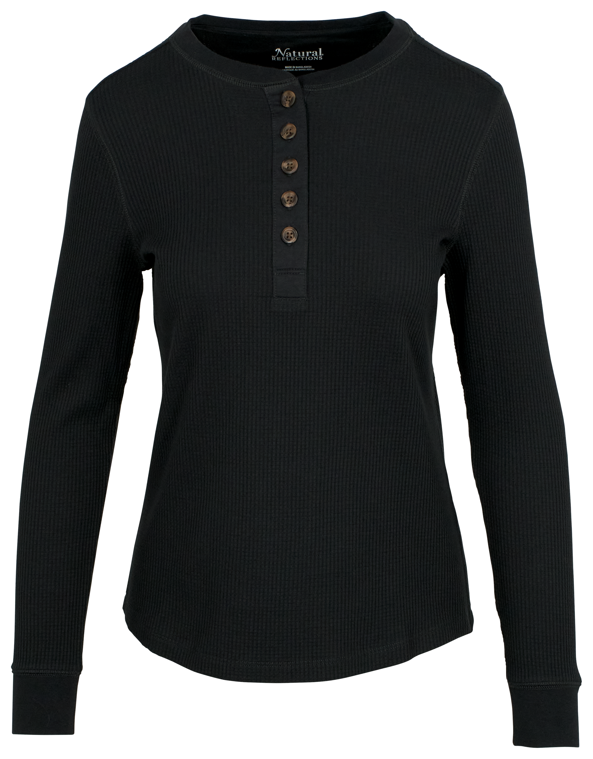 Image of Natural Reflections Timberbrook Thermal Long-Sleeve Henley - Moonless Night - L