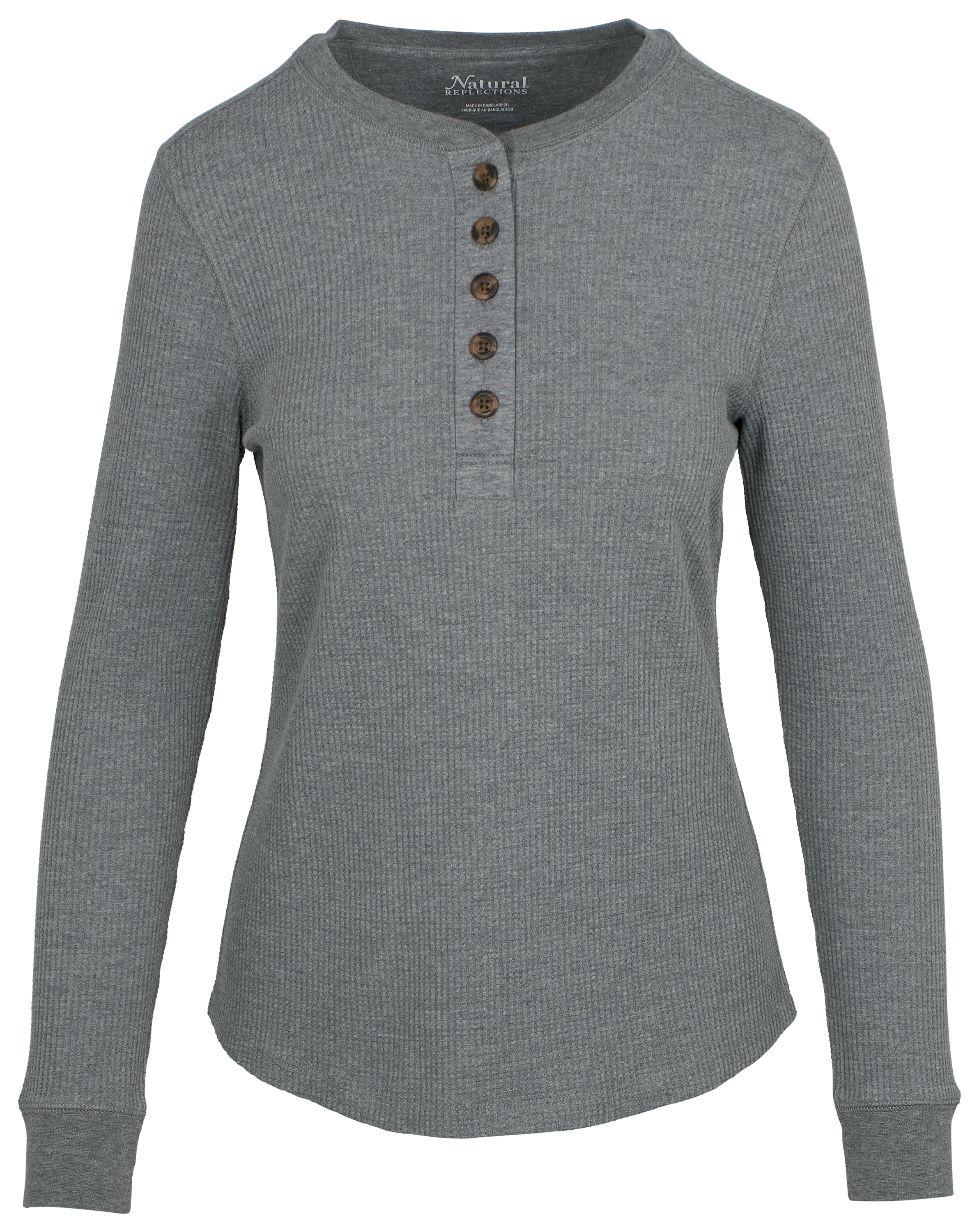 Image of Natural Reflections Timberbrook Thermal Long-Sleeve Henley - Heather Gray - L