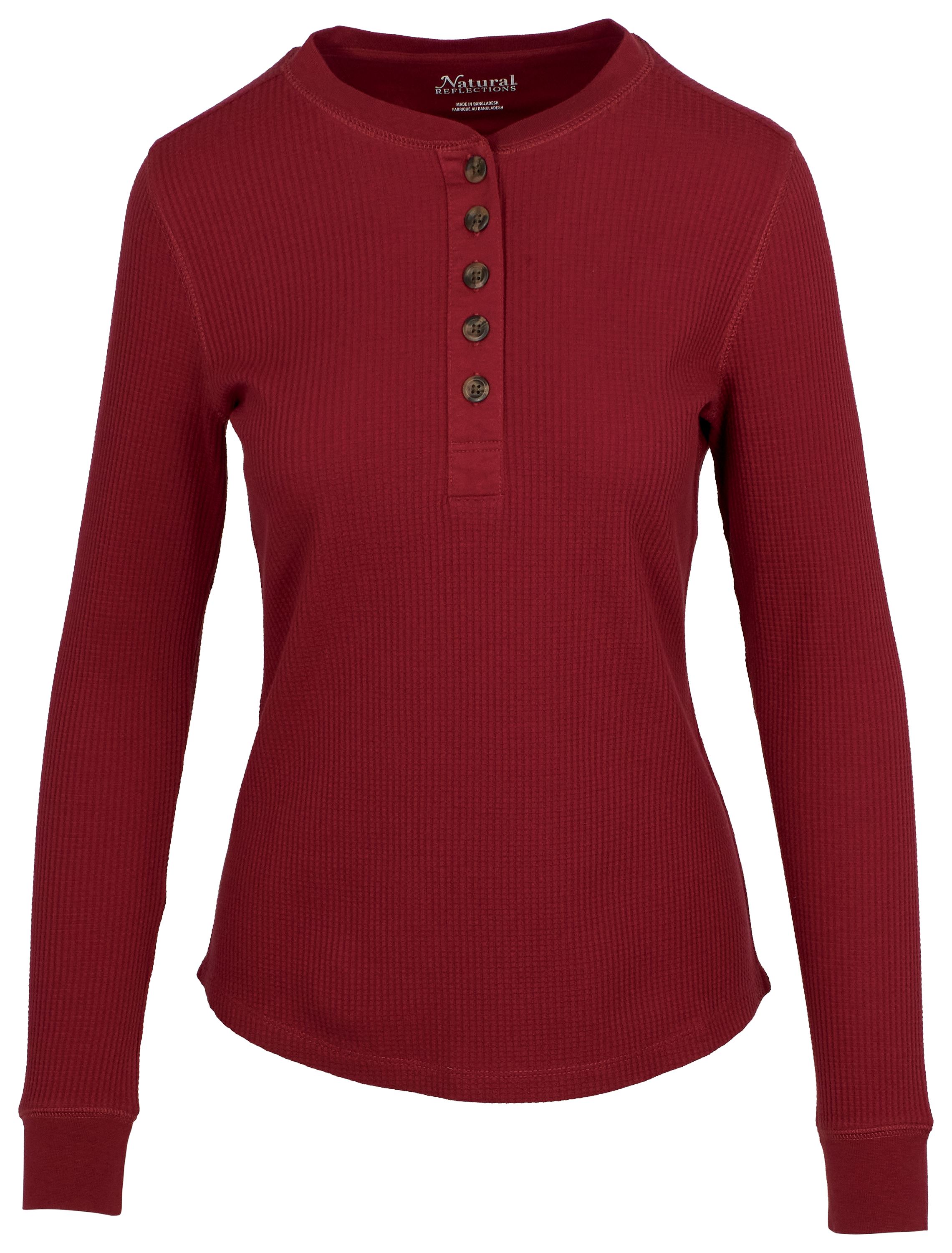 Image of Natural Reflections Timberbrook Thermal Long-Sleeve Henley - Tibetan Red - 2X