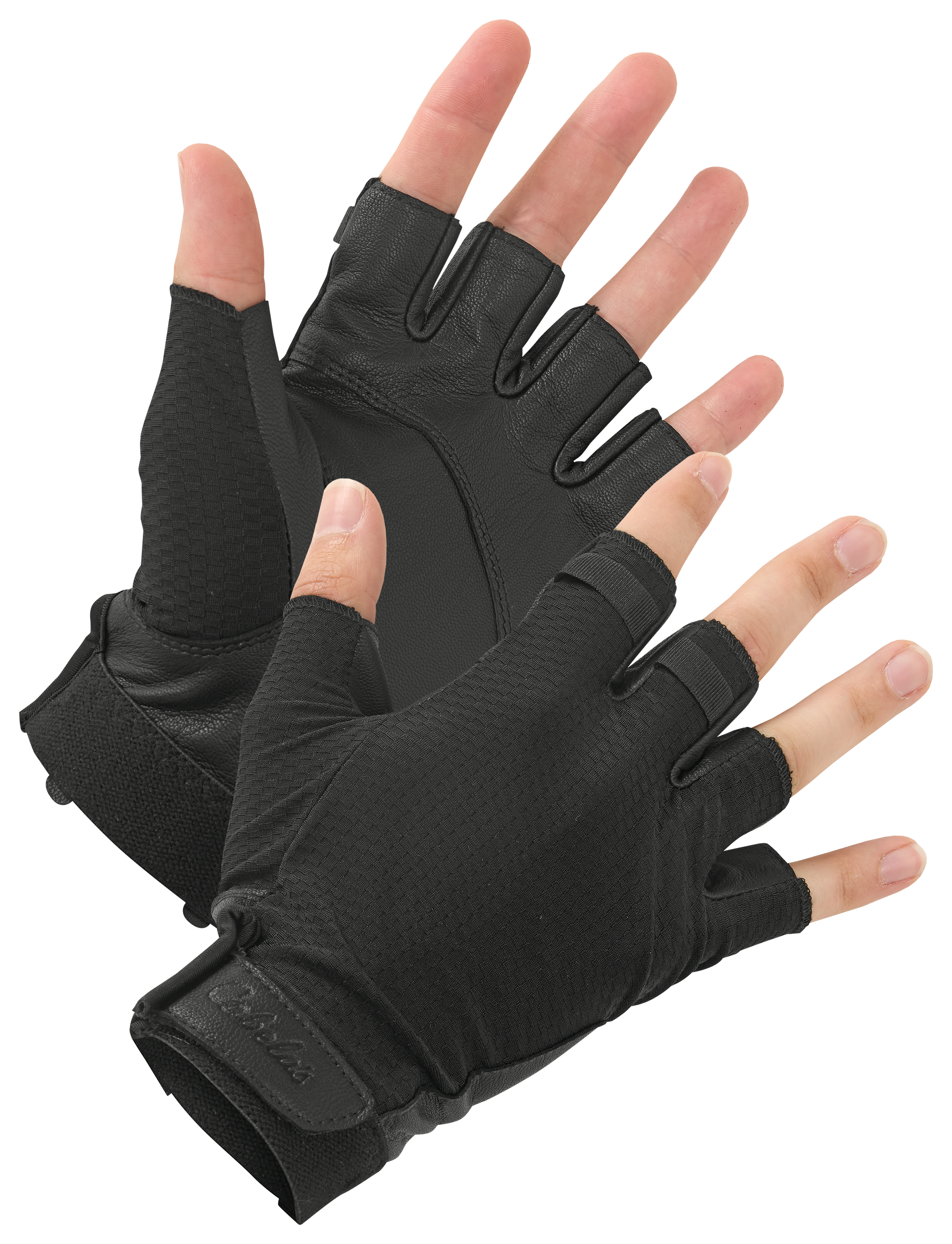Image of Cabela's Fingerless Shooting Gloves for Men - Black Ink - XL