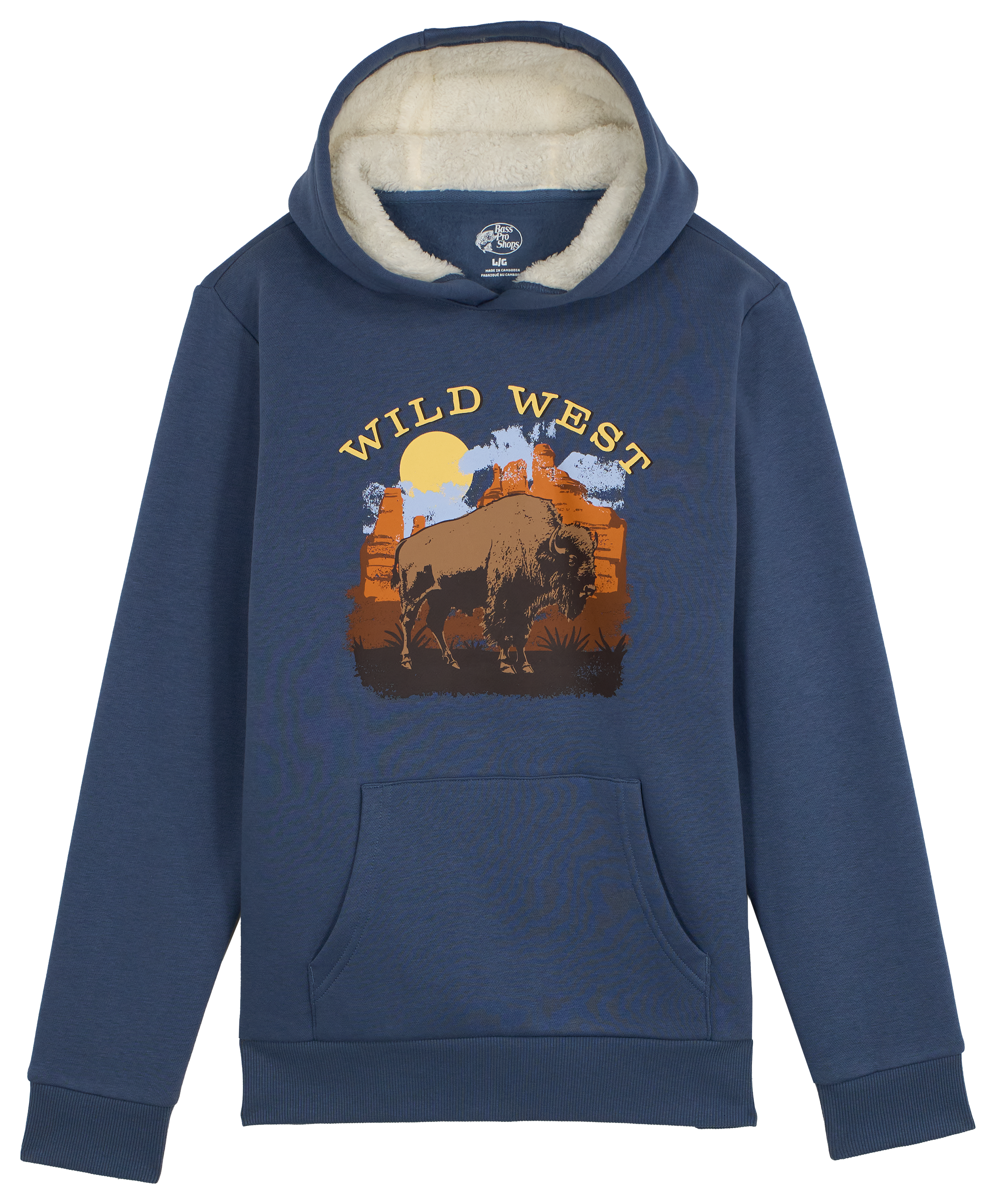 Image of Bass Pro Shops Western Graphic Hoodie for Kids - Vintage Indigo