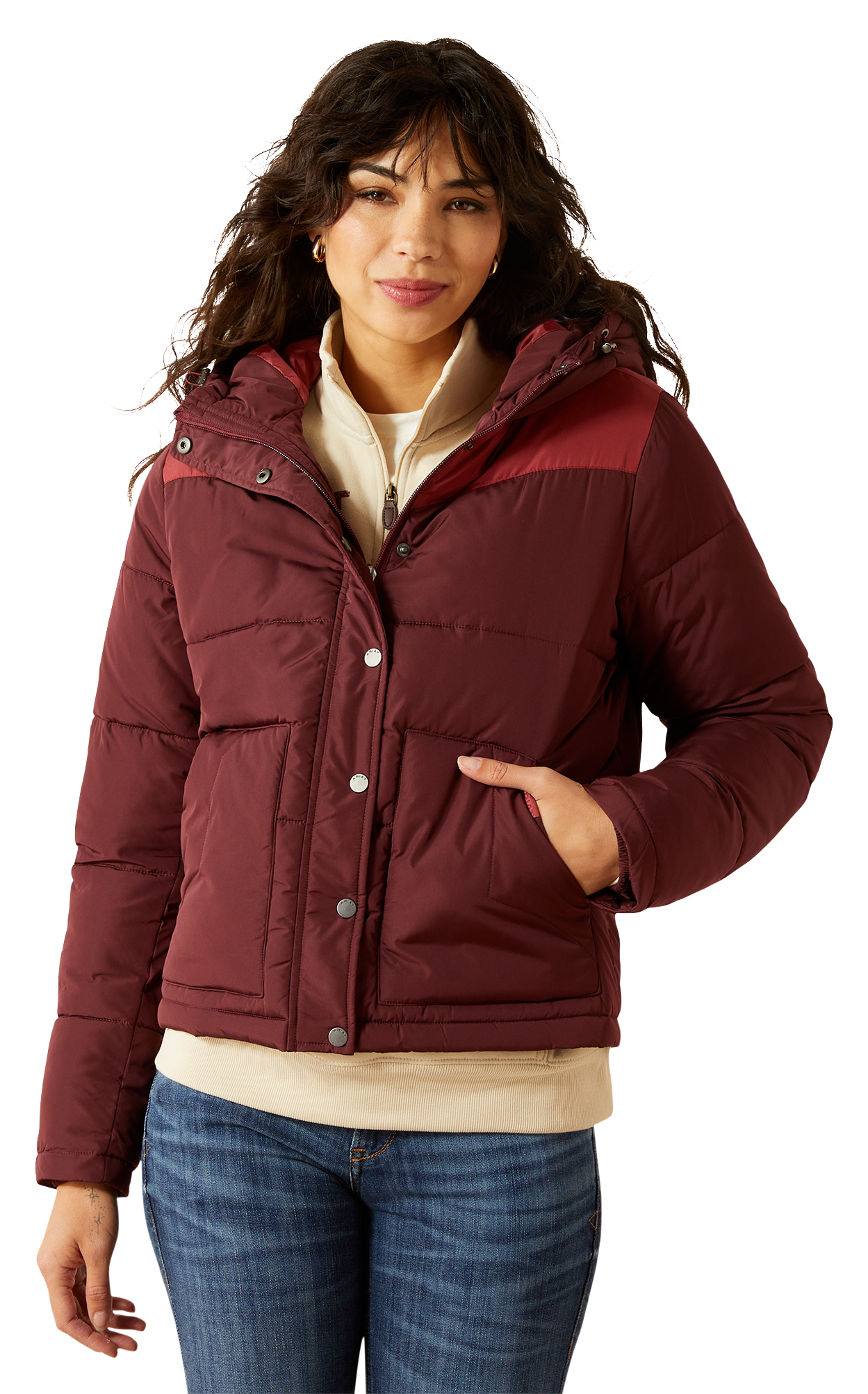 Image of Ariat Frontier Puffer Jacket for Ladies - Windsor Wine - M