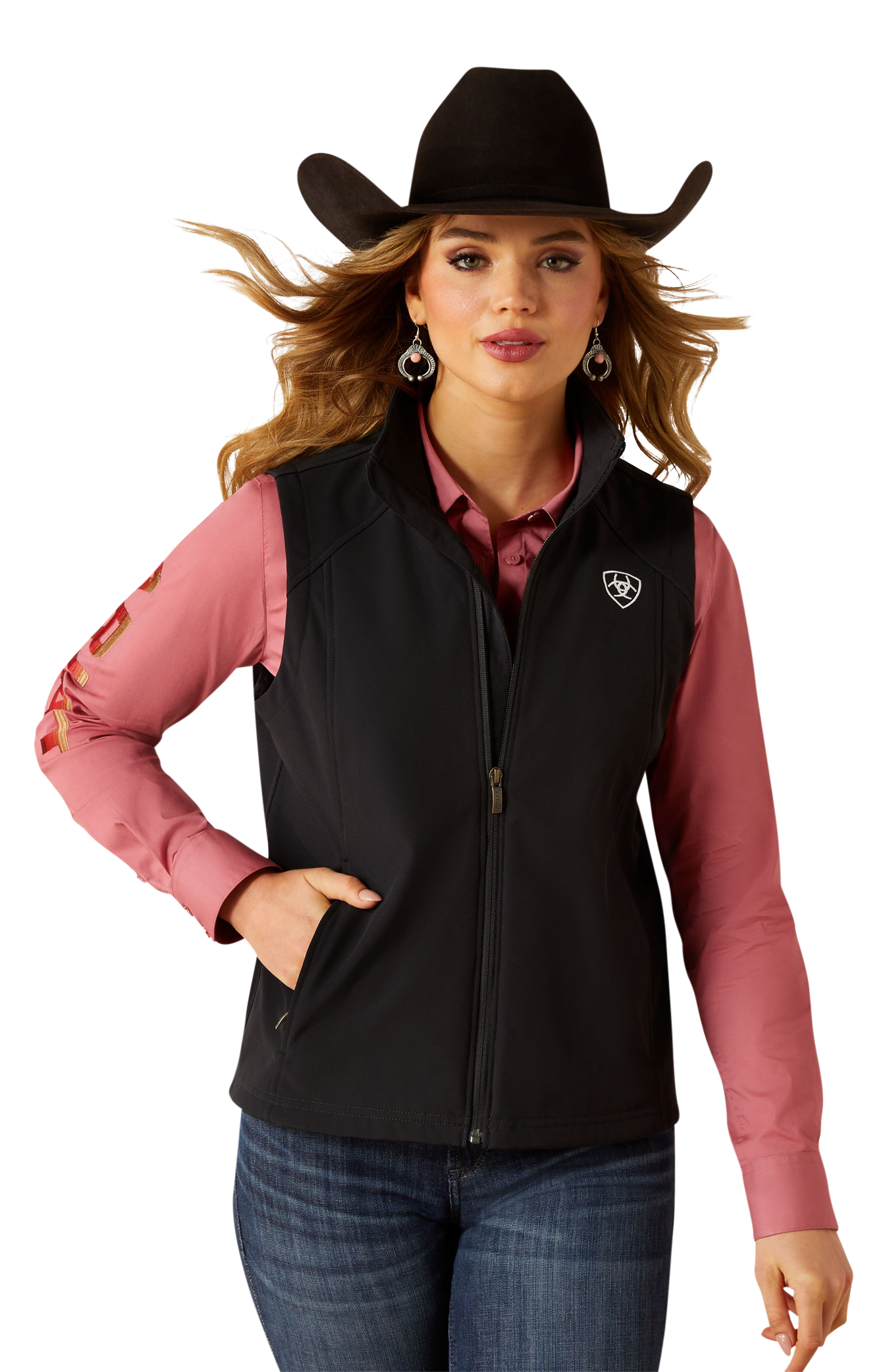 Image of Ariat Logo Softshell Vest for Ladies - Black - L