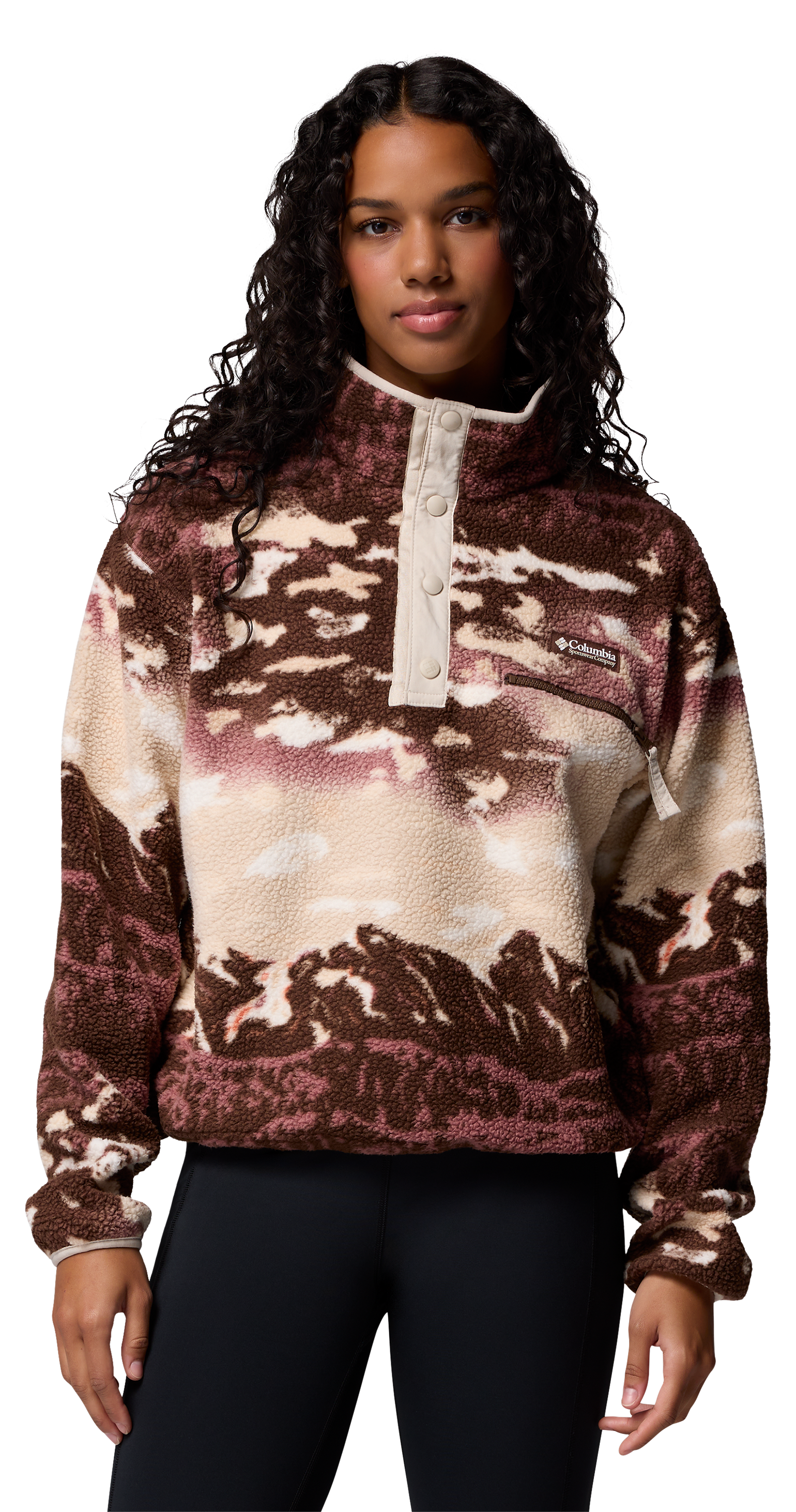 Image of Columbia Helvetia II Printed Half-Snap Cropped Pullover - Tobacco Sisters - L