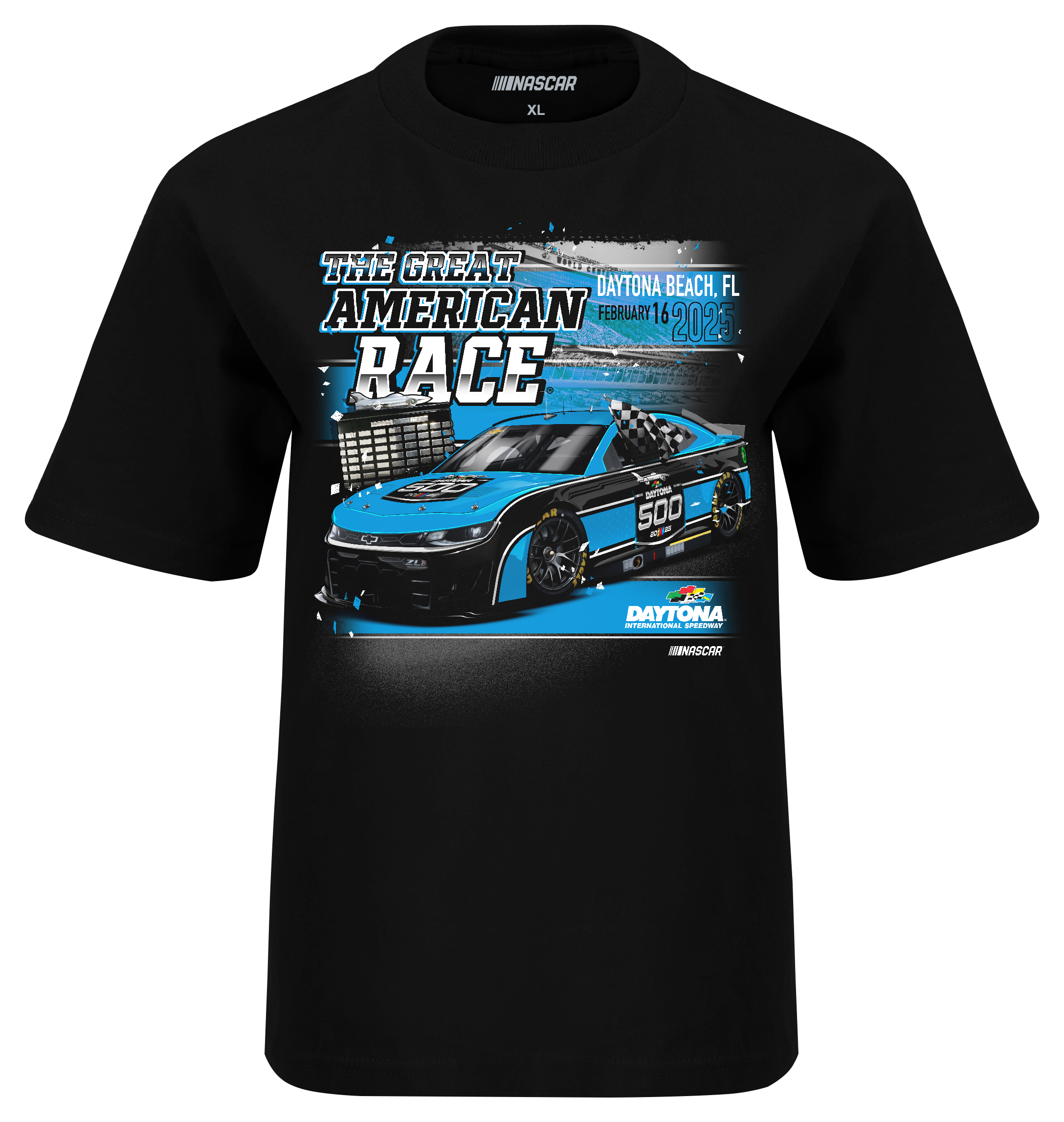 Image of NASCAR 2025 Daytona 500 Great American Race Short-Sleeve T-Shirt for Kids - Black - M