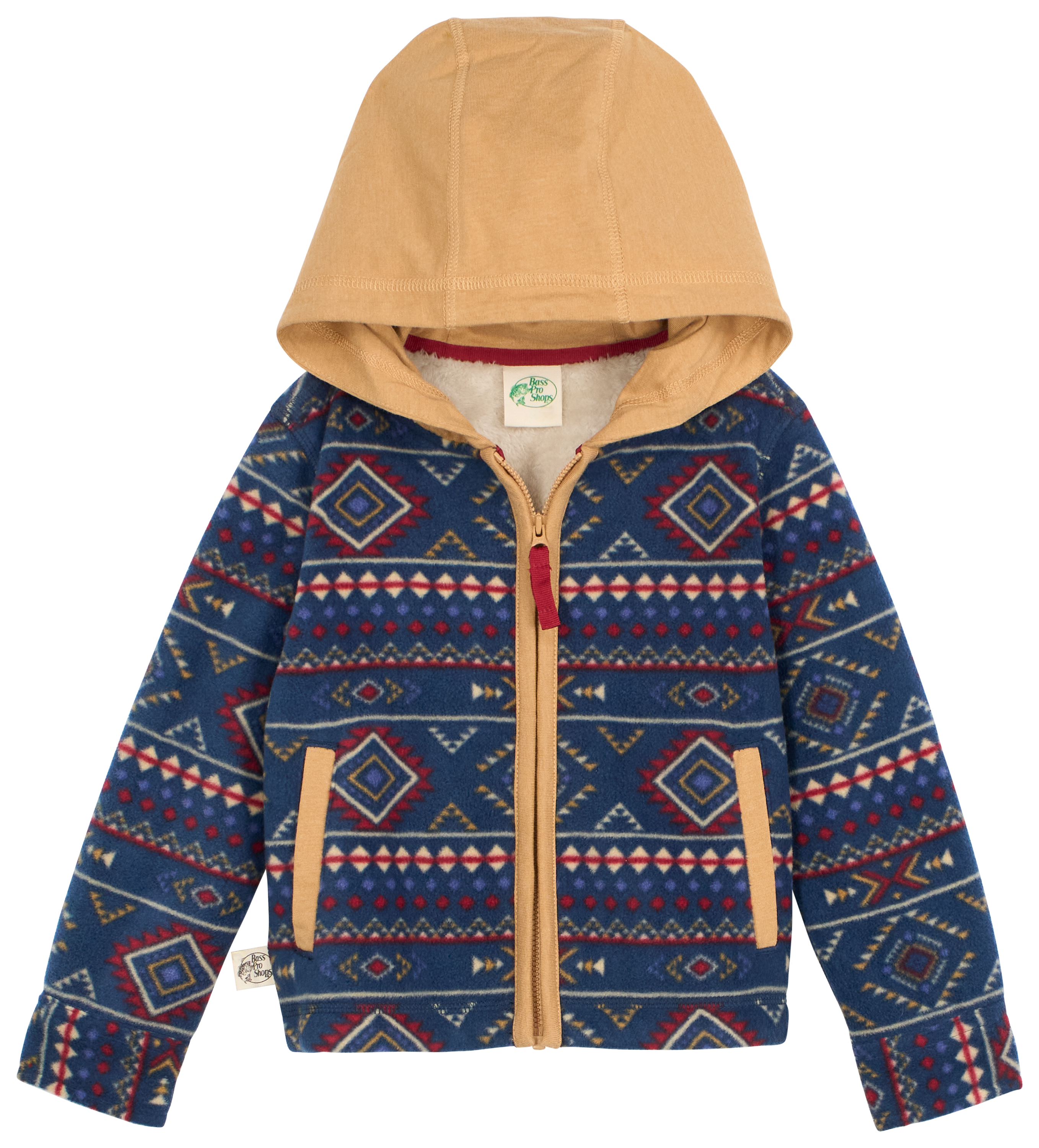 Image of Bass Pro Shops Hooded Fleece Jacket for Toddlers - Navy - 3T