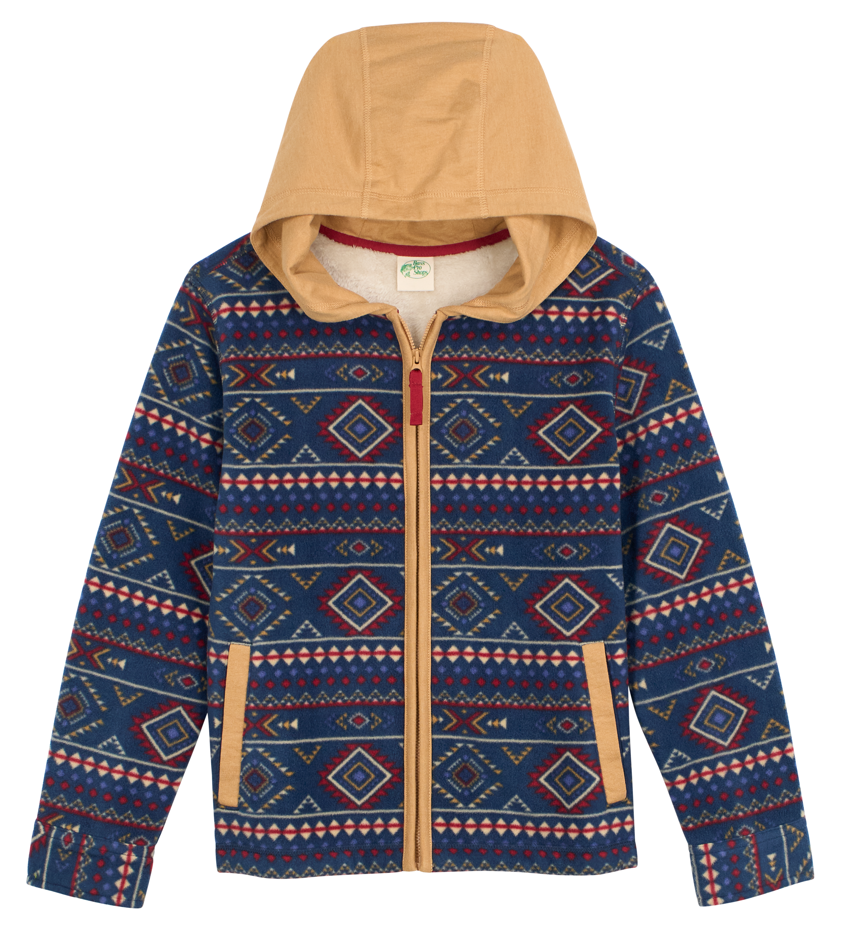 Image of Bass Pro Shops Hooded Fleece Jacket for Boys - Navy - M